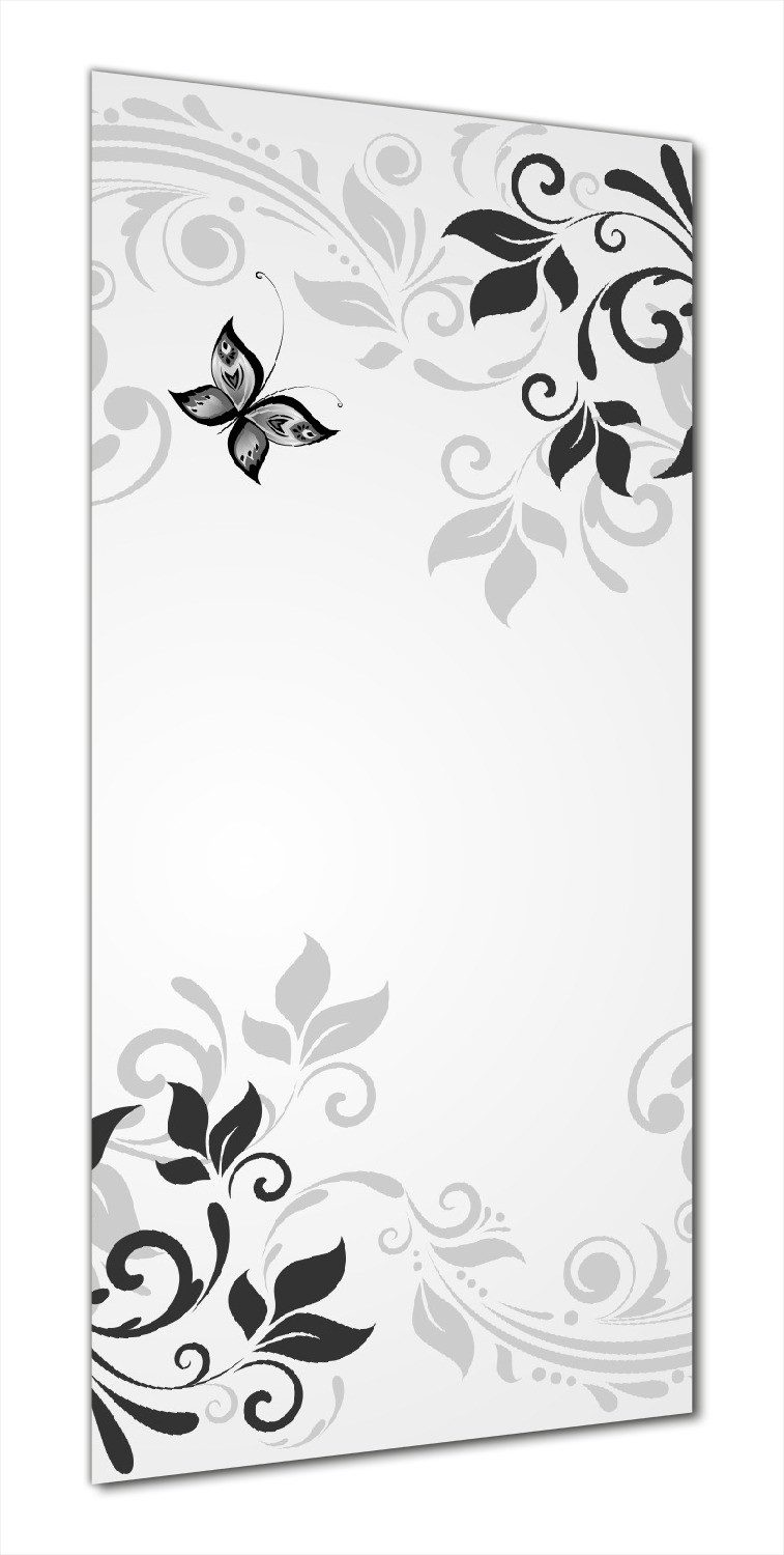 Wallario Duschrückwand Schnörkelmuster mit Schmetterlingen, (1-tlg)