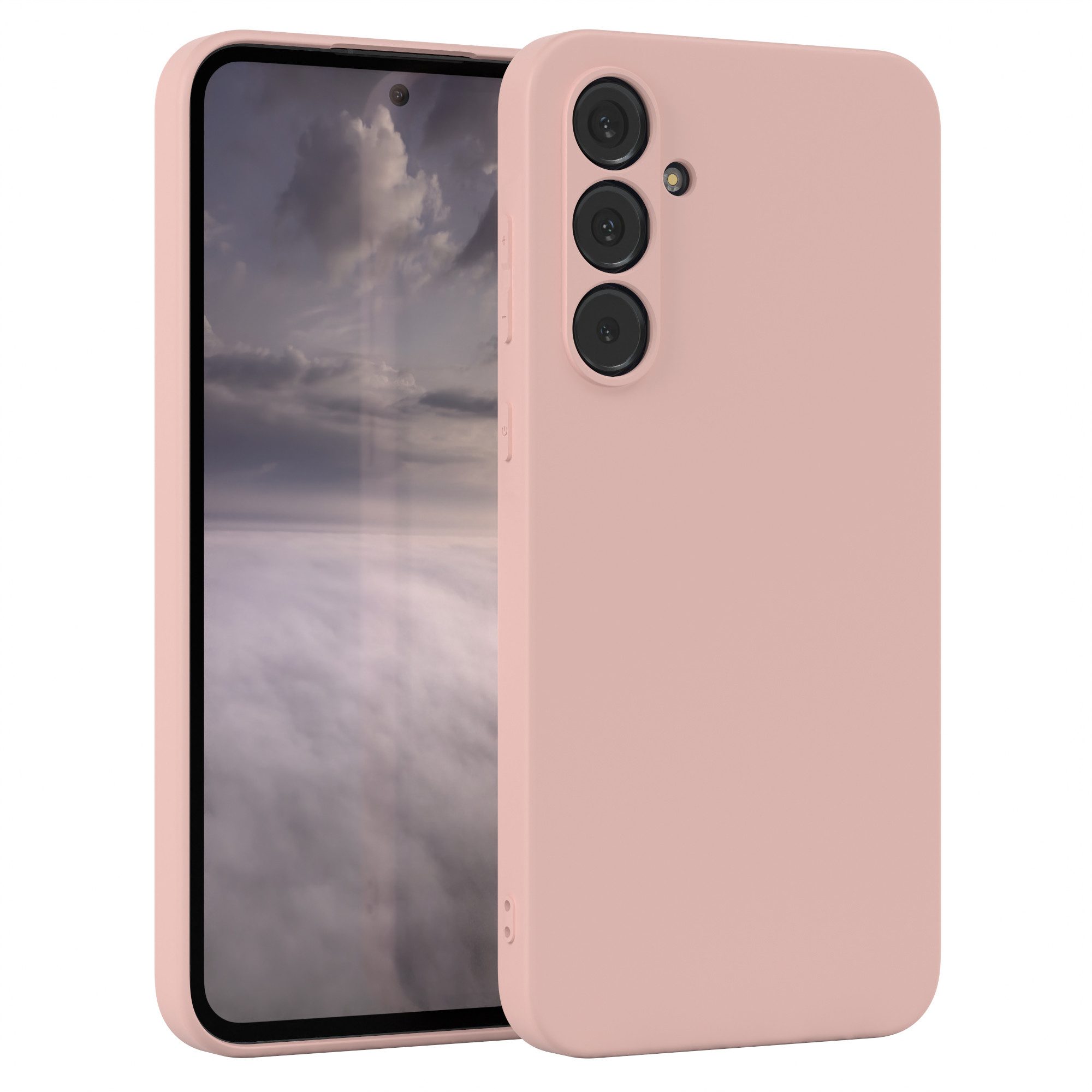 EAZY CASE Handyhülle für Samsung Galaxy A55 Hülle Silikon 6,6 Zoll, Hülle mit Kameraschutz Bumper Case Silikonschutzhülle Rosa / Altrosa