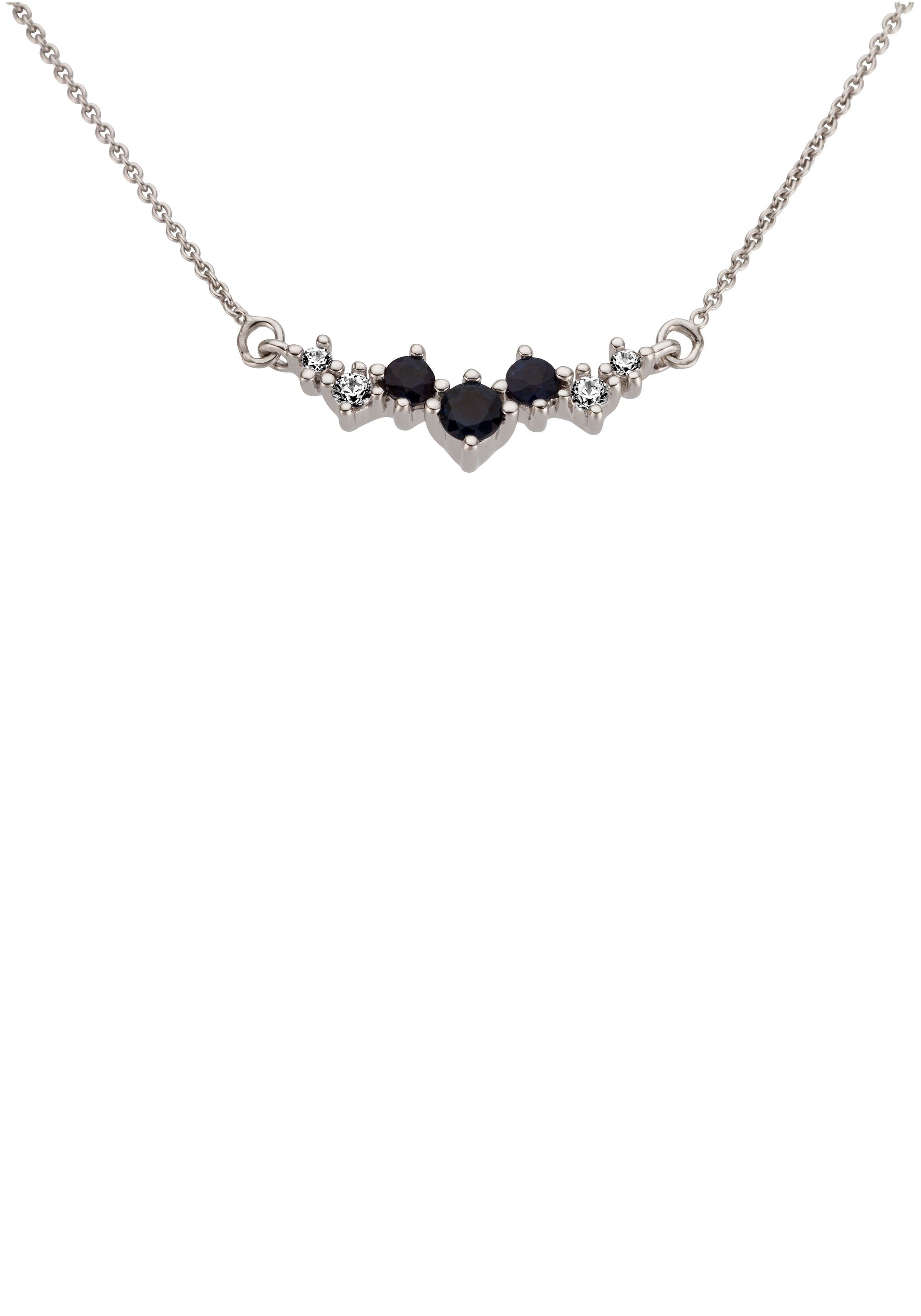 Firetti Kette mit Anhänger Schmuck Geschenk Gold 585 Halsschmuck Halskette Goldkette Ankerkette, mit Saphir - mit Brillant