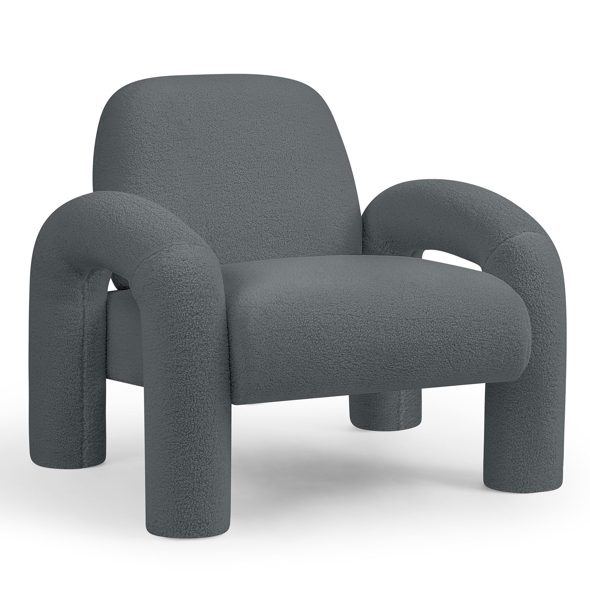 Makika Loungesessel Sessel Einzelsofa Armlehnstuhl Boucle Lia in Grau