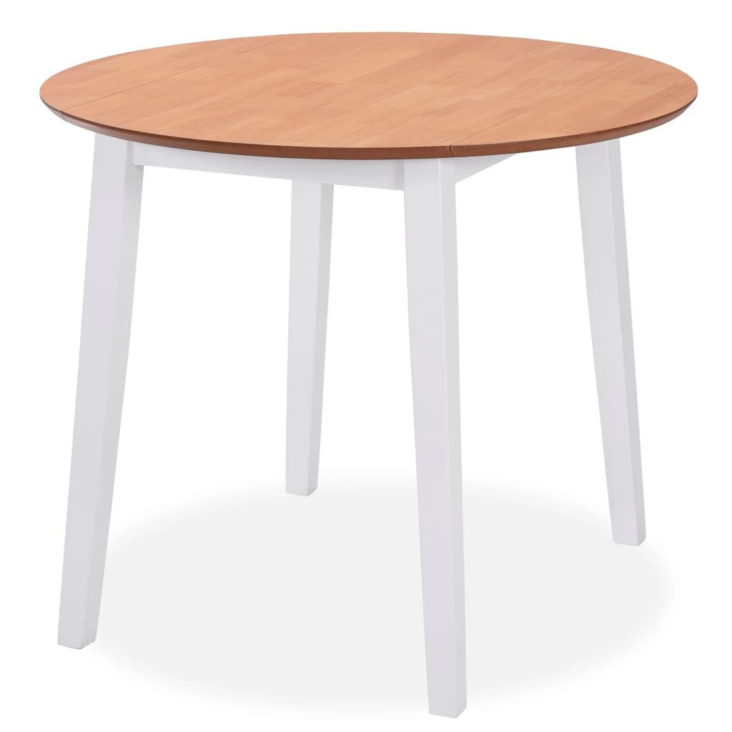 vidaXL Essgruppe Essgruppe 5-tlg. MDF und Gummibaumholz Weiß, (4-tlg)