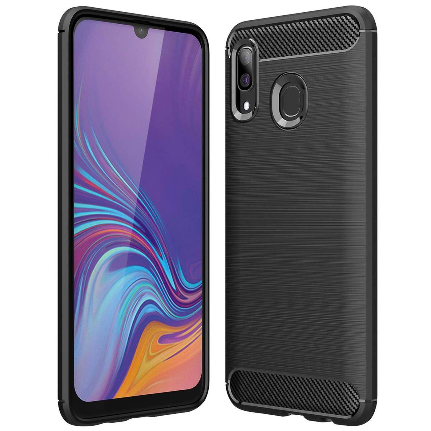 CoolGadget Handyhülle Carbon Handy Hülle für Samsung Galaxy A20e 5,8 Zoll, robuste Telefonhülle Case Schutzhülle für Samsung A20e Hülle
