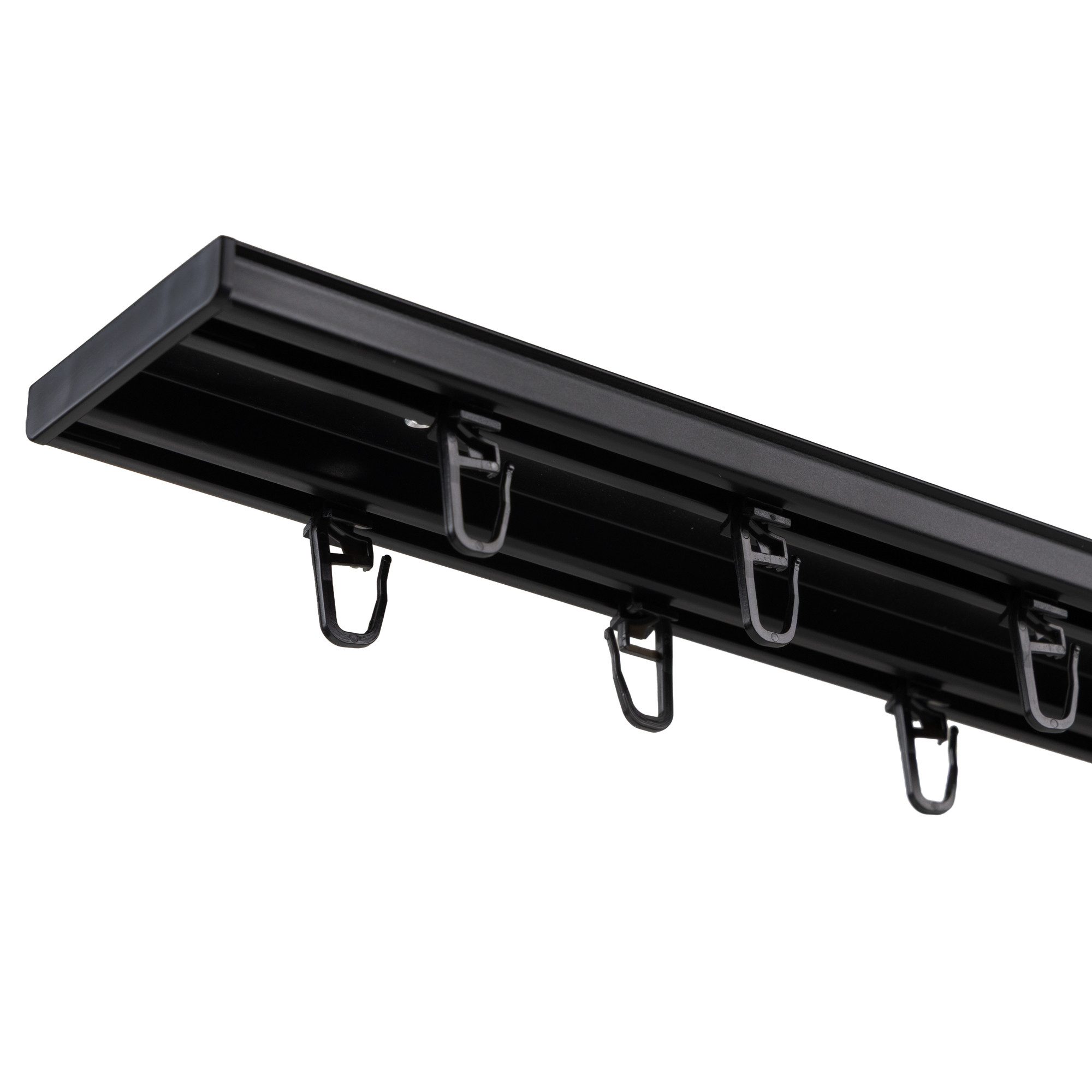 SN DECO GROUP Gardinenschiene Objektschiene LM, 2-läufig, Fixmaß, mit Bohren, verschraubt, Aluminium, vorgebohrt, Aluminium, Innenlauf, Vorhangschiene