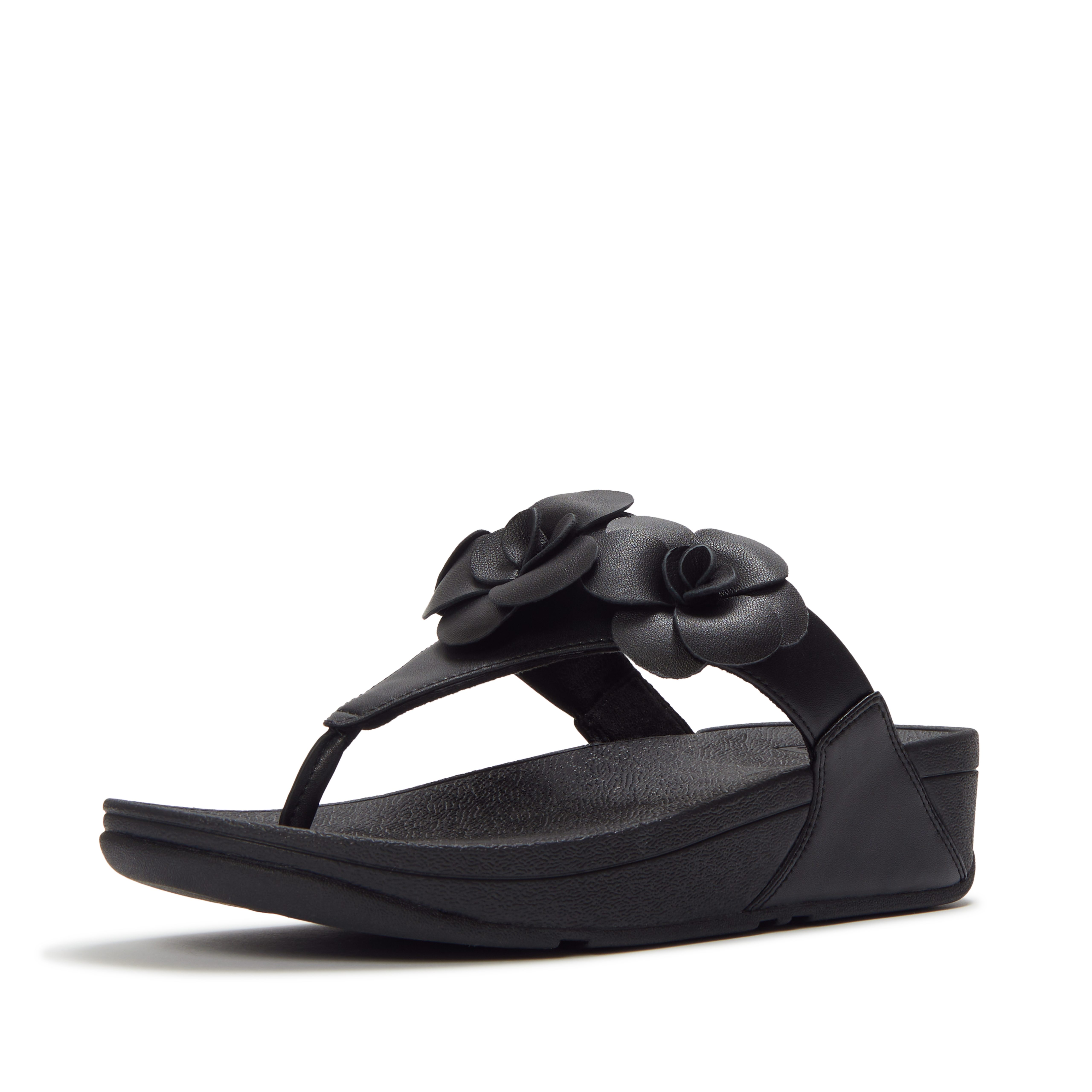 Fitflop LULU FLOWER TOE-POST SANDALS Dianette Keilabsatz, Zehentrenner, Sommerschuh mit modischer Blütenverzierung