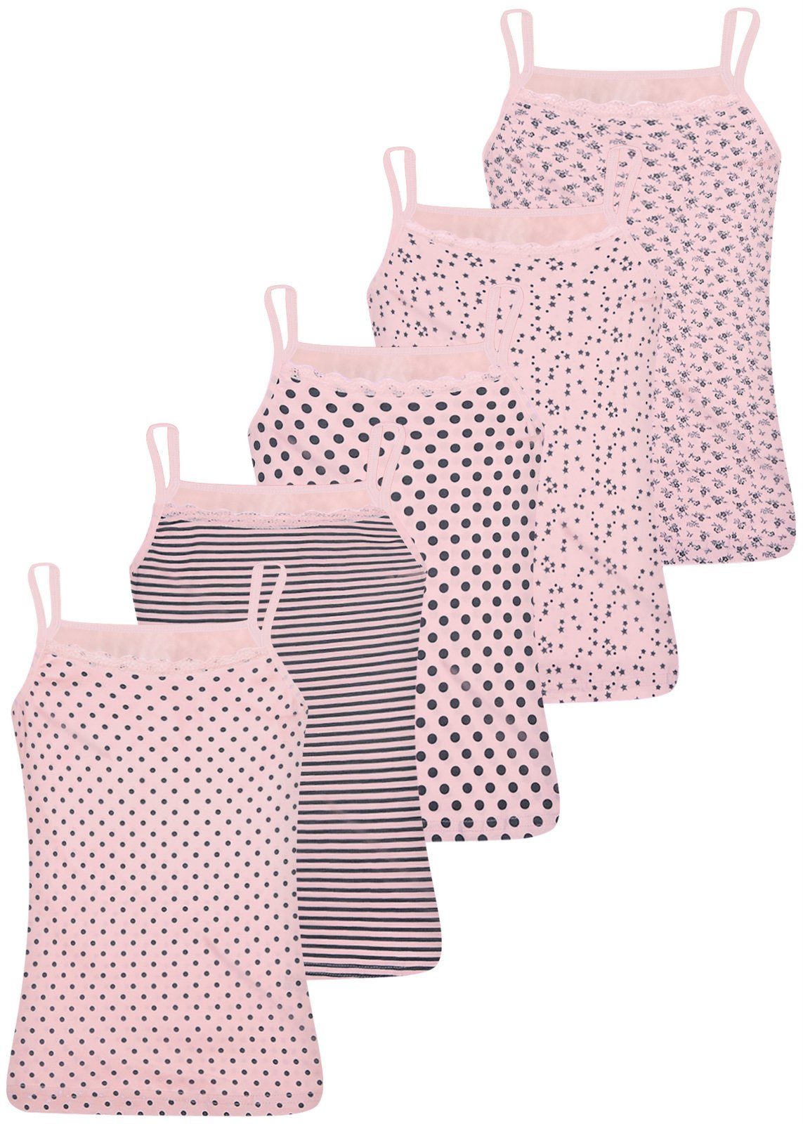 LOREZA Unterhemd 5 Kinder Mädchen Unterhemden Unterwäsche Tank Baumwolle Gr. 92-170 (Set, 5-St) Spaghettiträger 5er Pack