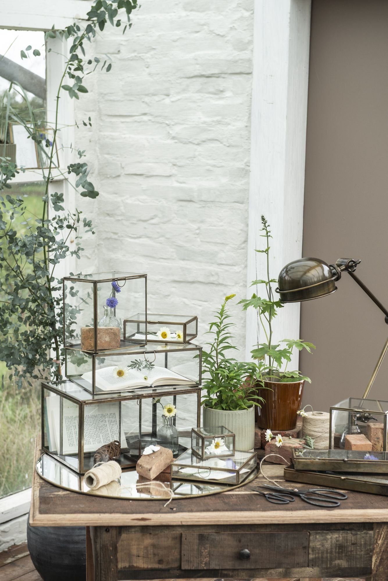 Ib Laursen Aufbewahrungsbox Glasbox Utensilienbox Glas Schachtel Schatulle Dose Messing Gold