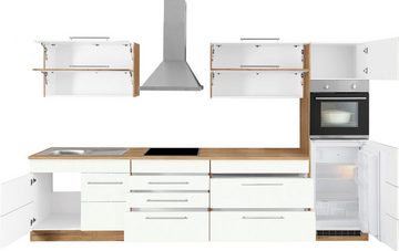 Kochstation Küchenzeile KS-Wien, Breite 340 cm, wahlweise mit E-Geräten und Induktion
