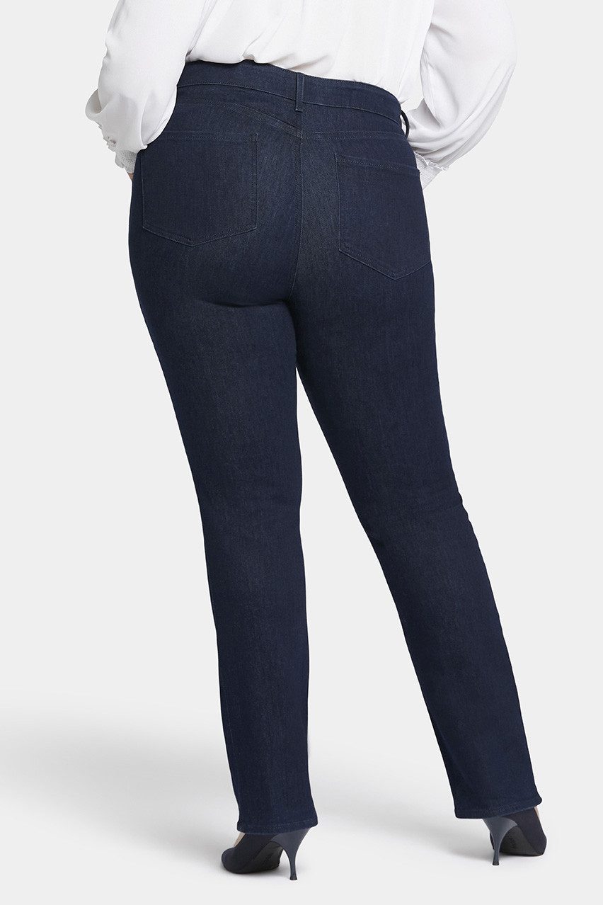NYDJ Straight-Jeans Marilyn Straight Jeans Plus Dunkelblauem Premium Denim