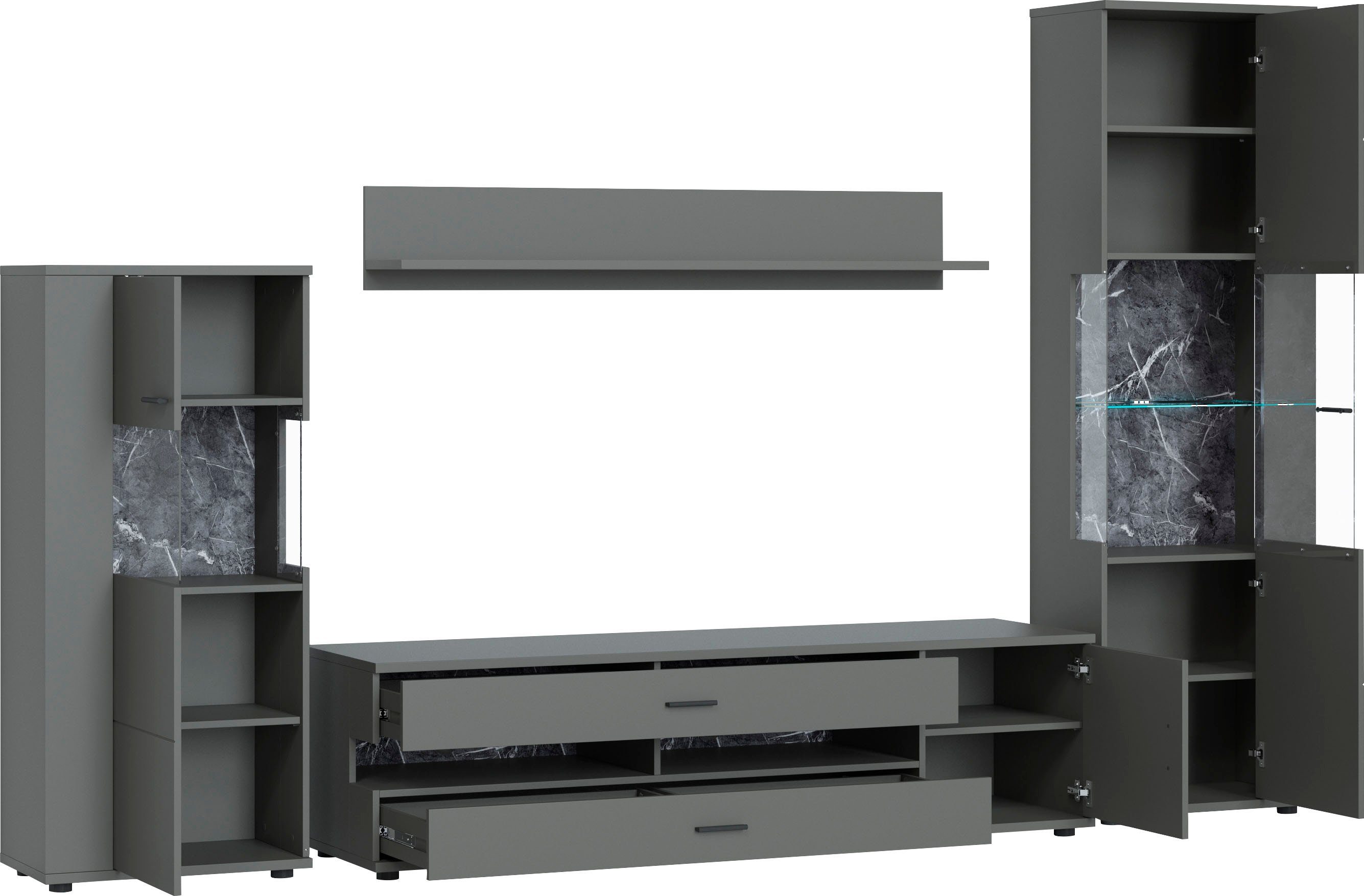 OTTO home Wohnwand Henley, (Set, 4-St), mit Glastüren