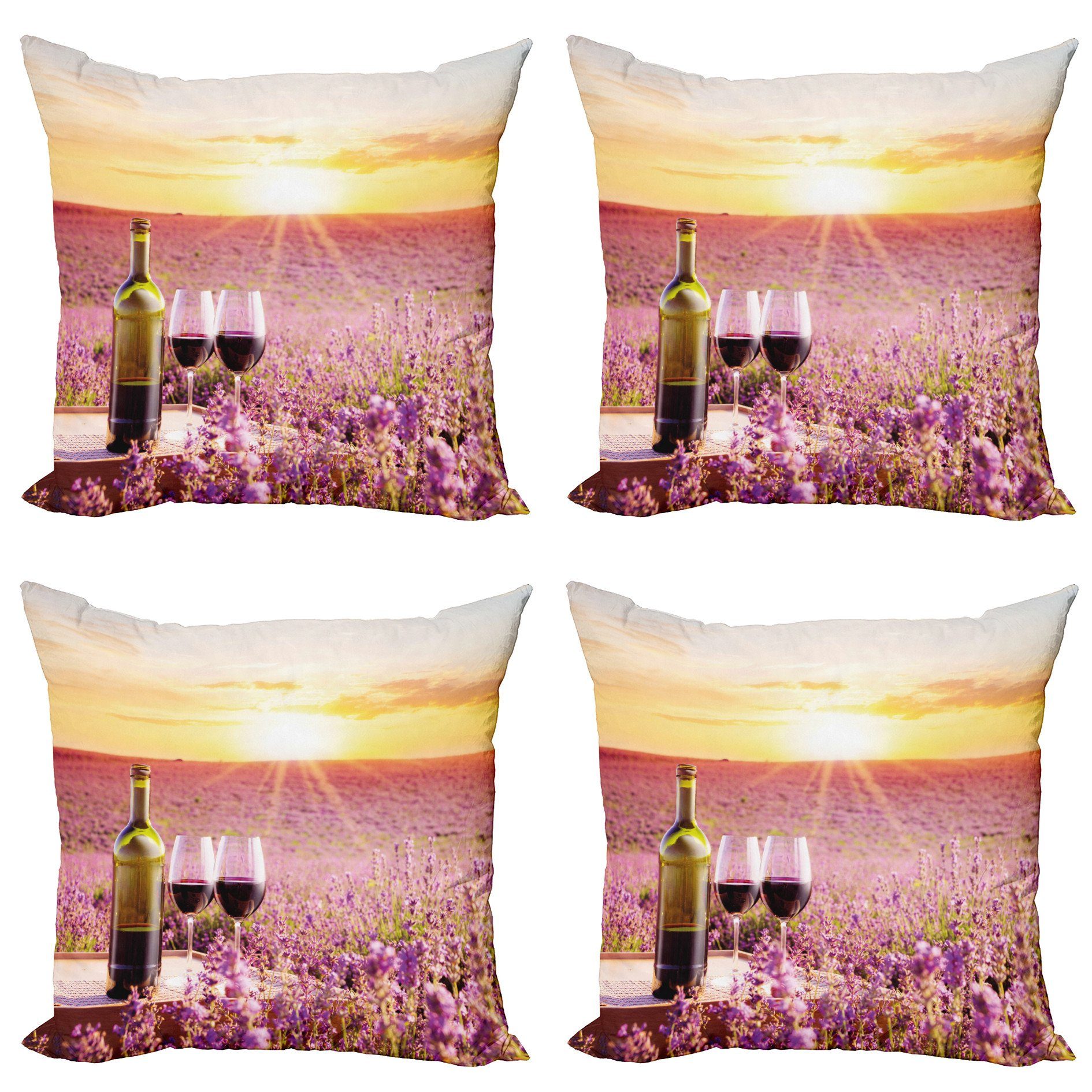 Blooming Wein (4 Modern Stück), Picknick Doppelseitiger Kissenbezüge Lavender Abakuhaus Accent Digitaldruck,