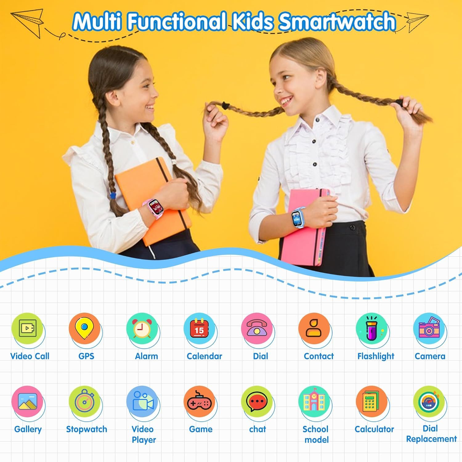 YEDASAH Smartwatch (2,5 cm, sim-karte), Kinder Smartwatch 4G