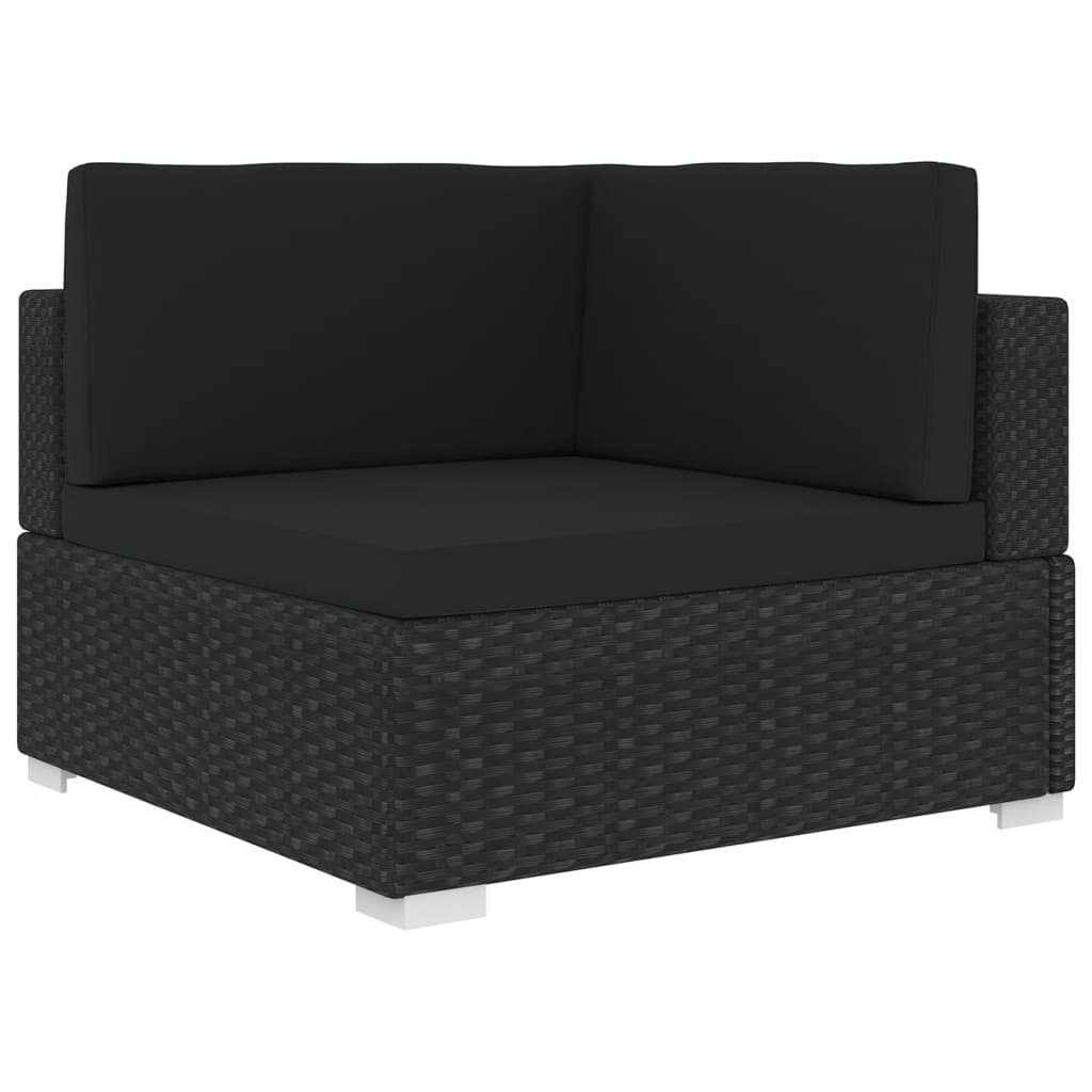 vidaXL Sofaelement Modular-Sofa-Eckteil 1 Stk. + Auflagen Poly Rattan Schwarz (1 St)