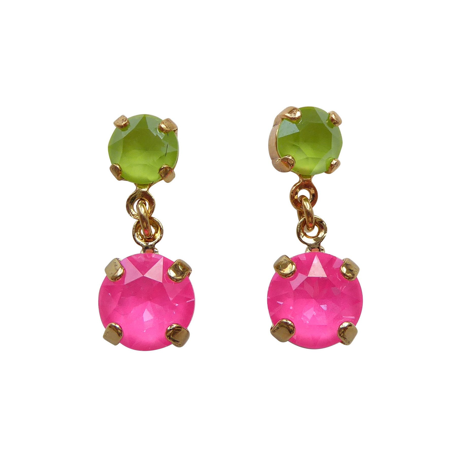 Mugello Paar Ohrstecker Joy limette-pink vergoldet knallig neon bunt Hingucker, Handgefertigter Modeschmuck, made in Germany