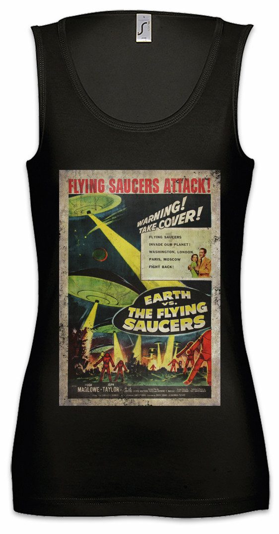Tanktop Earth Vs. Flying Saucers I Ärmelloses Damen T-Shirt Ufo Fliegend