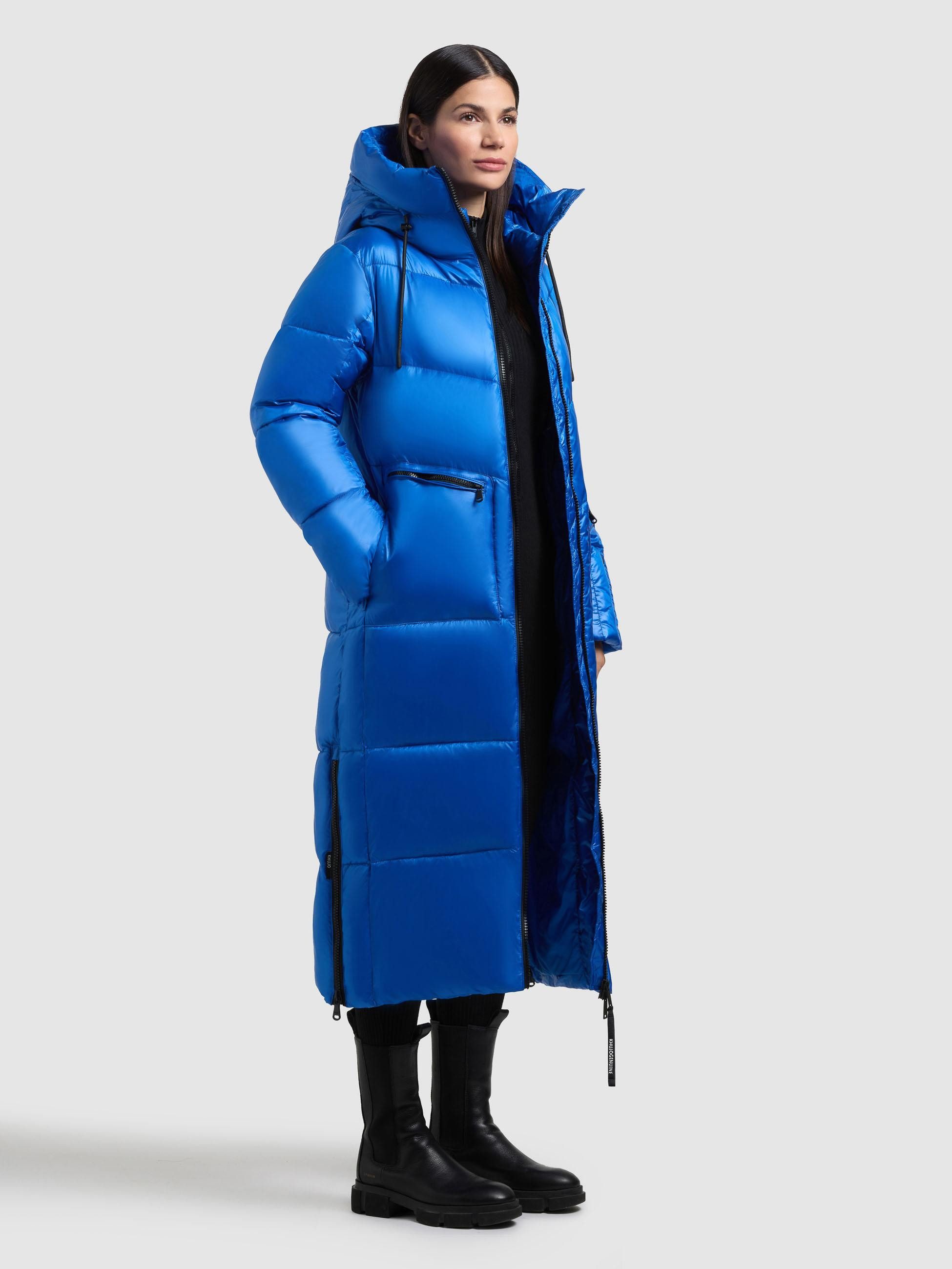 khujo Steppmantel Tonia Extralanger Damen Wintermantel mit Rucksack-Trägern
