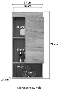 welltime Hängeschrank Amsterdam Breite 37cm, Badmöbel