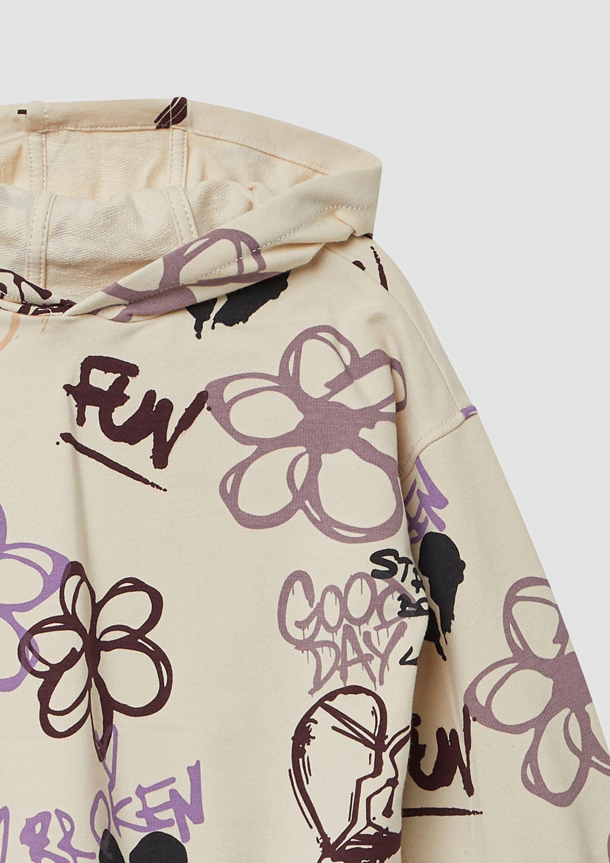 s.Oliver Sweatshirt Sweatshirt Hoodie mit All-over-Print im Graffiti-Stil