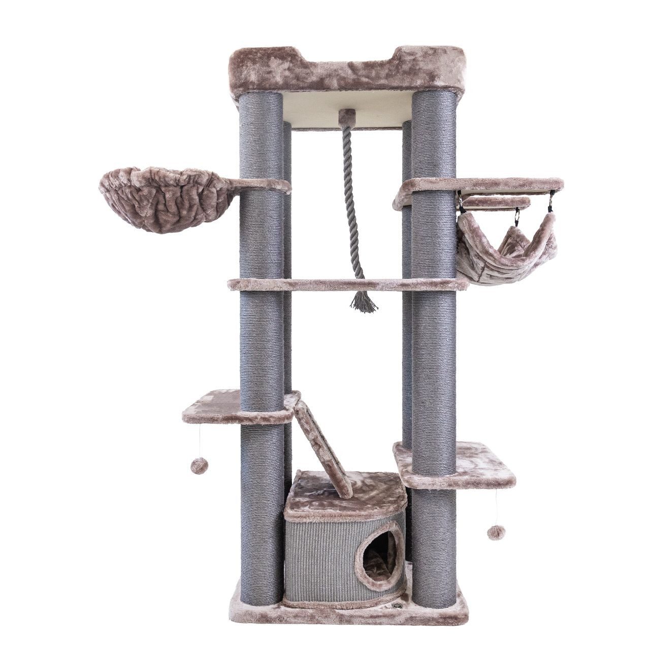 Canadian Cat Company Kratzbaum Kratzbaum Aspen 180 cm, hoher Katzenbaum, Kletterseil, Hängematte & mehrere Plattformen