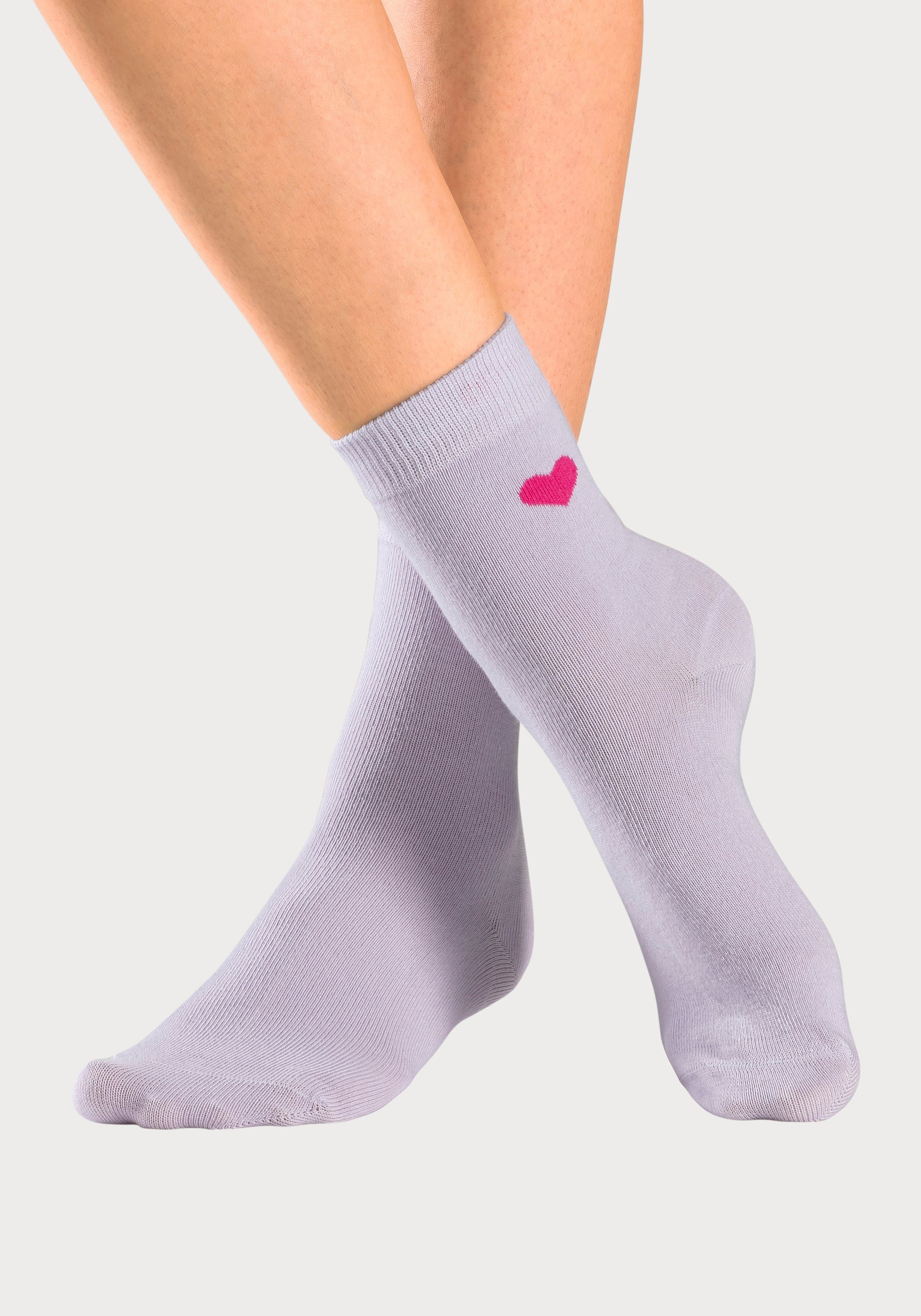 LASCANA Basicsocken Valentine Damensocken Motivsocken Herzen (Box, 7-Paar, Gr. 35-38 bis 39-42) in Geschenkbox für den Valentinstag – Bild 4 von 5
