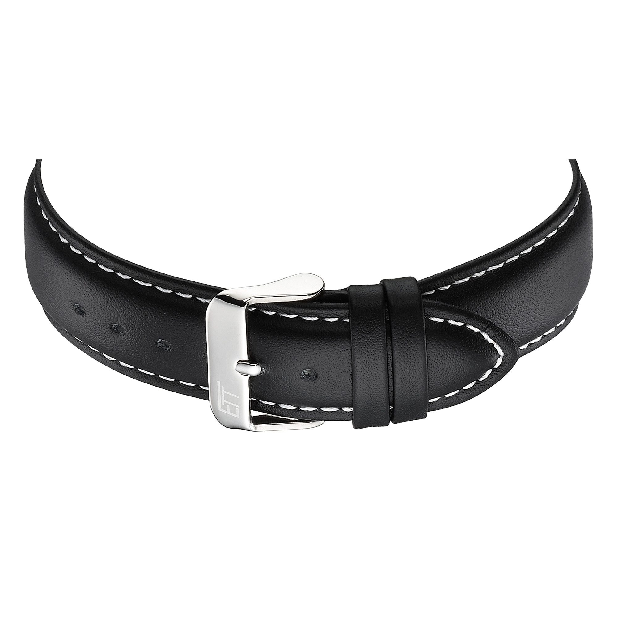 ETT Funkchronograph Professional World Timer EGA-11714-31L, Armbanduhr, Solar, Herrenuhr, Lederarmband, analog, digital, Tag