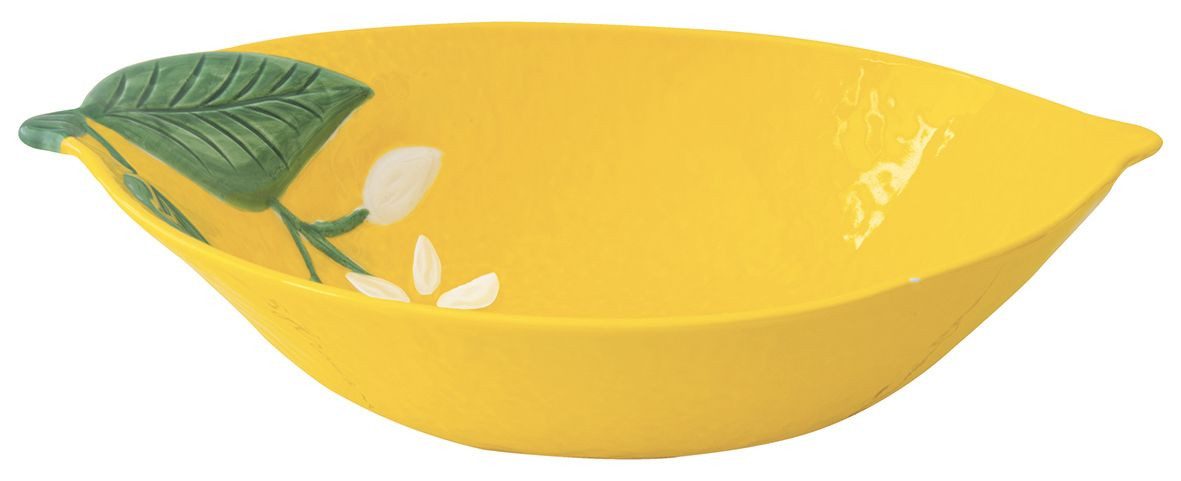EasyLife Servierschale Fleurs et Citrons, Porzellan, Spülmaschinengeeignet, Mehrfarbig, Zitronen, H: 4.5cm