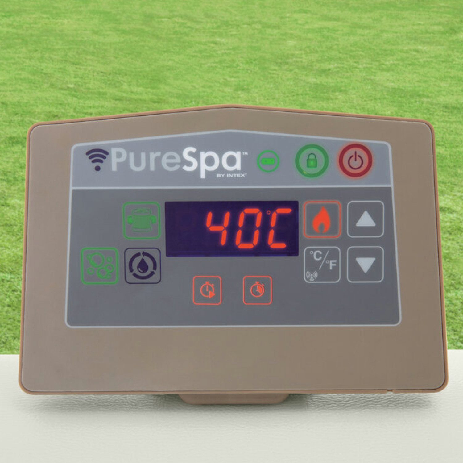 Steinbach Whirlpool PureSpa Chevron Deluxe Square (creme, Ø 211 x 71 cm, aufblasbarer Whirlpool, (Set, mit Zubehör), quadratisch und freistehend – Bild 4 von 5