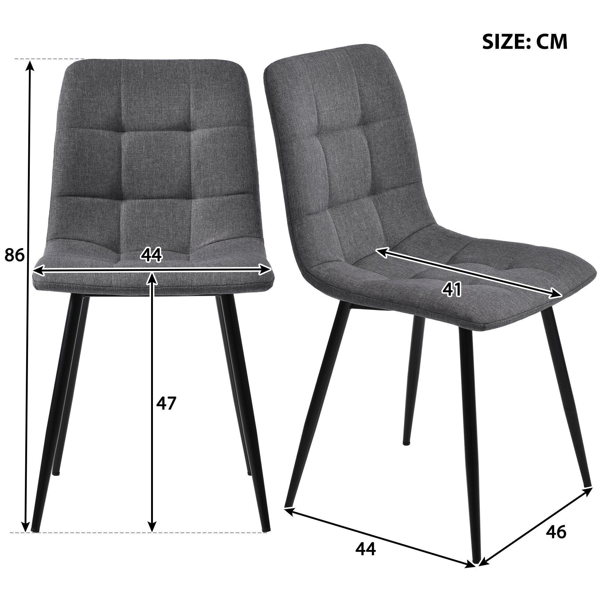 Ein und Metall, 5-tlg., WISHDOR vier aus Leinen Tisch und Gestell Tisch (Sitzfläche aus vier Stühle), Essgruppe, Stühle Ein