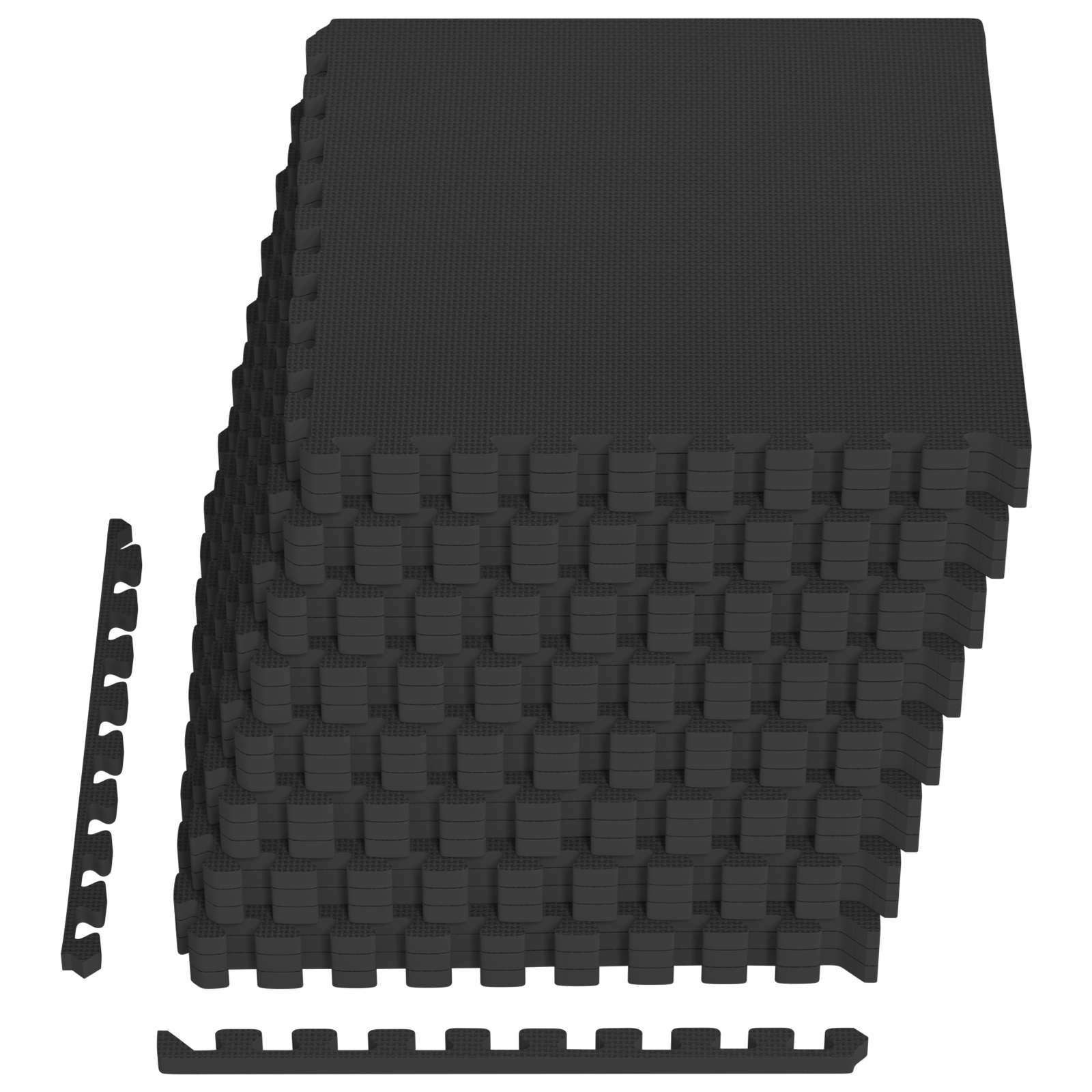 Bodenmatte Fußmatten 24 pcs Schwarz 8,64 m² EVA-Schaum