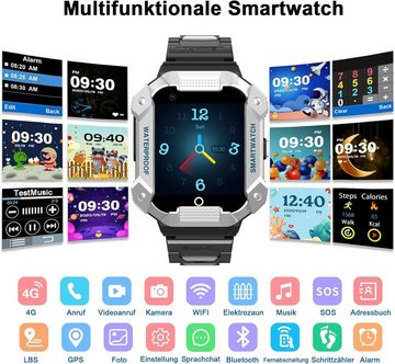 PTHTECHUS Smartwatch (1,44 Zoll, Android iOS), Kinder 4G GPS WiFi Telefon Anti-Verlorener W-LAN LBS Videoanruf SOS