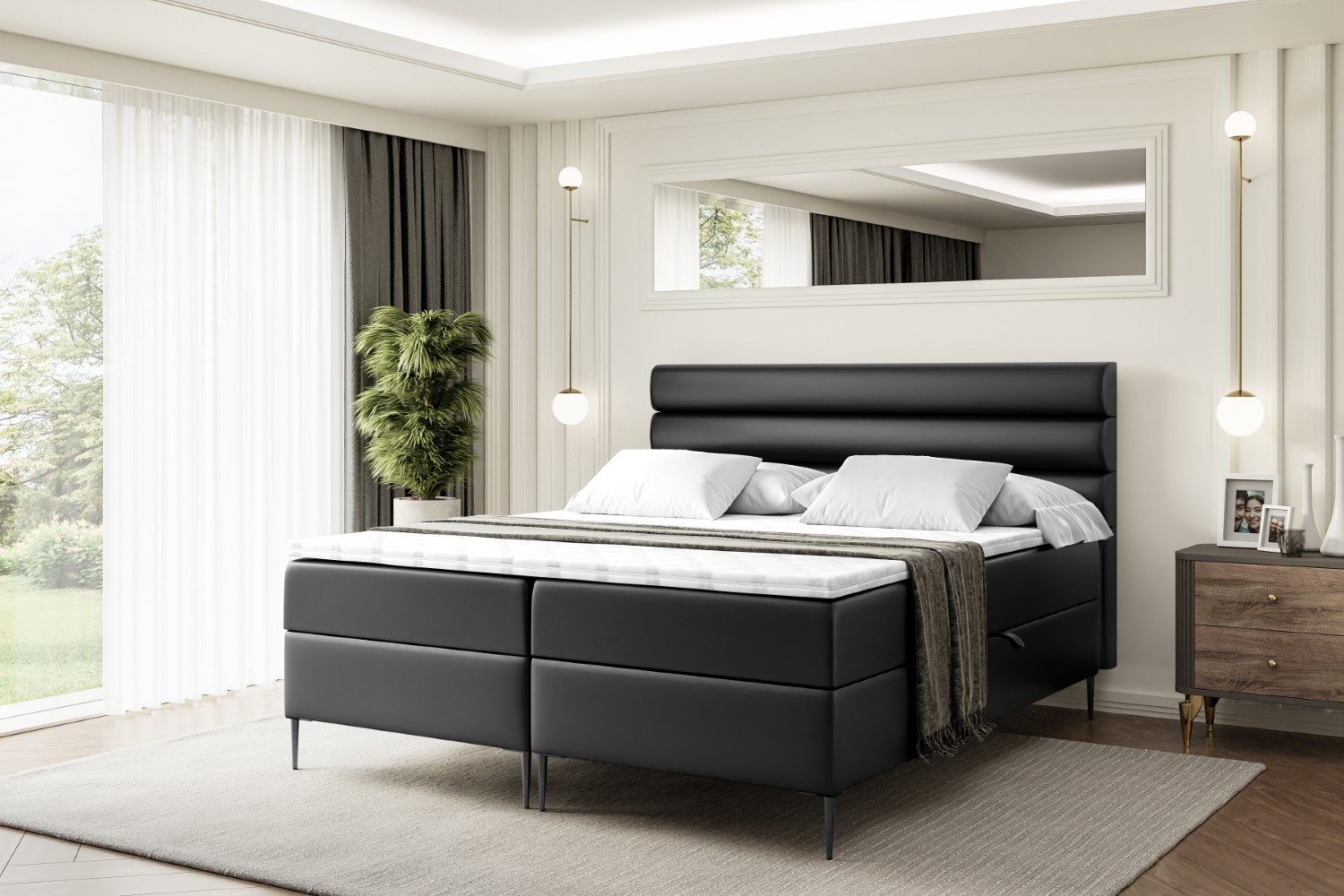 ALTDECOR Boxbett CELESTIA-F (Multipocket-Matratze H4, H3 Matratze Bonellfederung, Topper, Kopfteil)