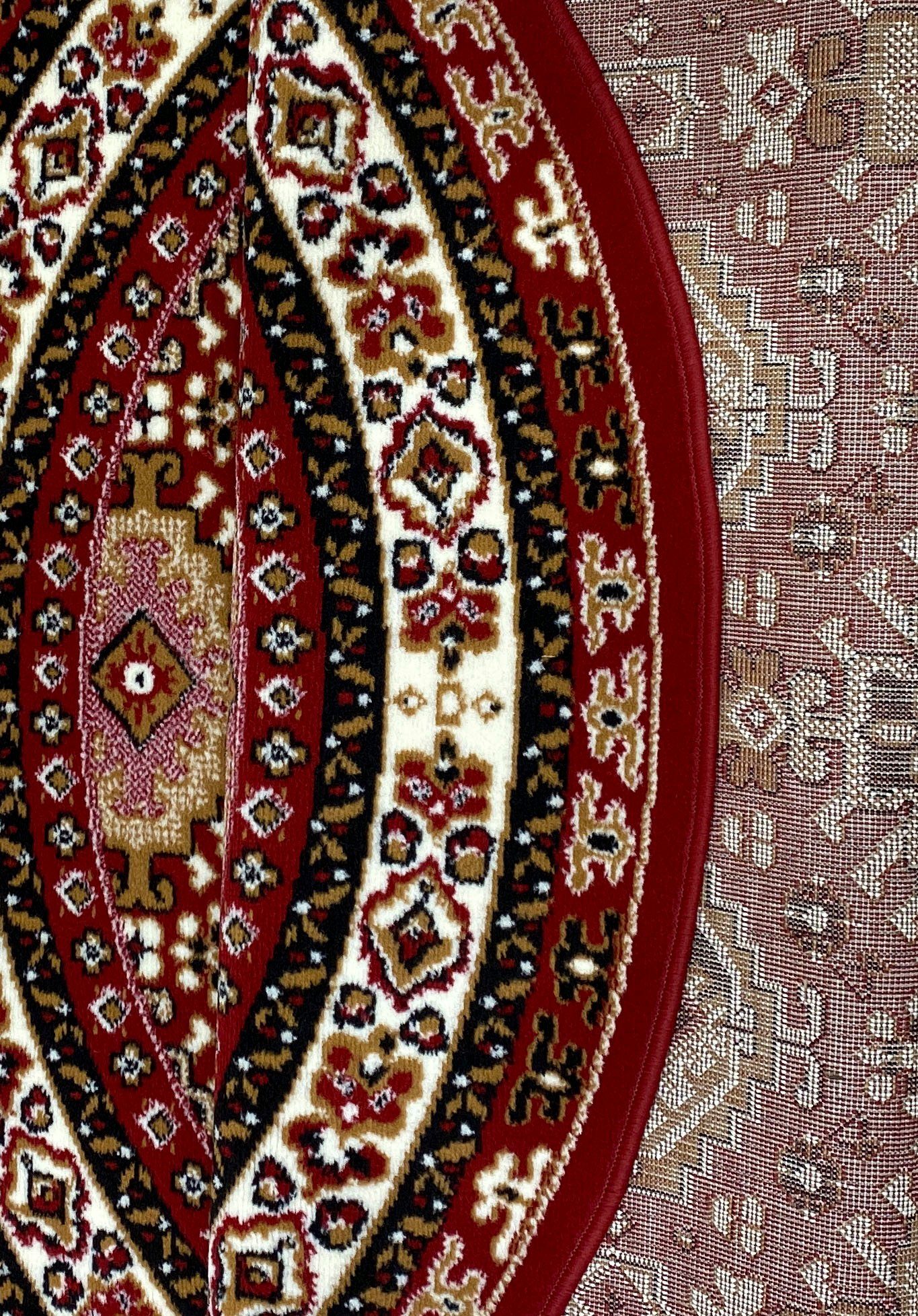Teppich Diantha, my mit weinrot Orient-Optik, mm, Bordüre, rund, weich Kurzflor, Teppich home, elegant, 9 Höhe