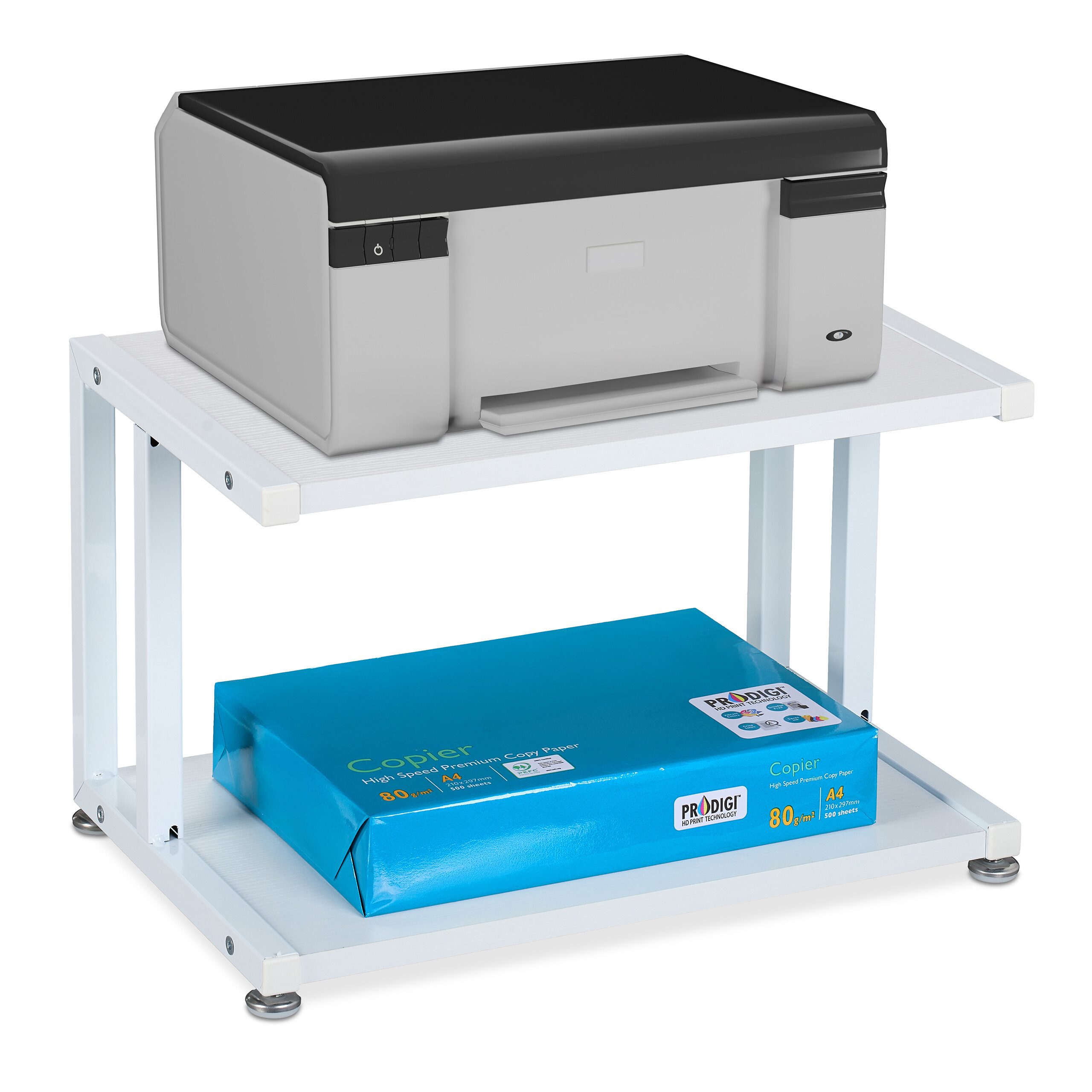 relaxdays Druckertisch Druckerständer mit 2 Ablagen (1-St)