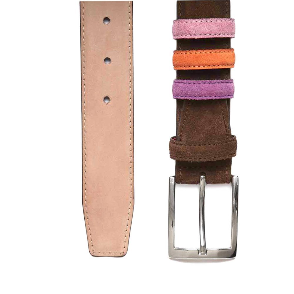 BGENTS Ledergürtel Veloursledergürtel mit Naht und drei kontrastfarbene Wechselschlaufen stylisch