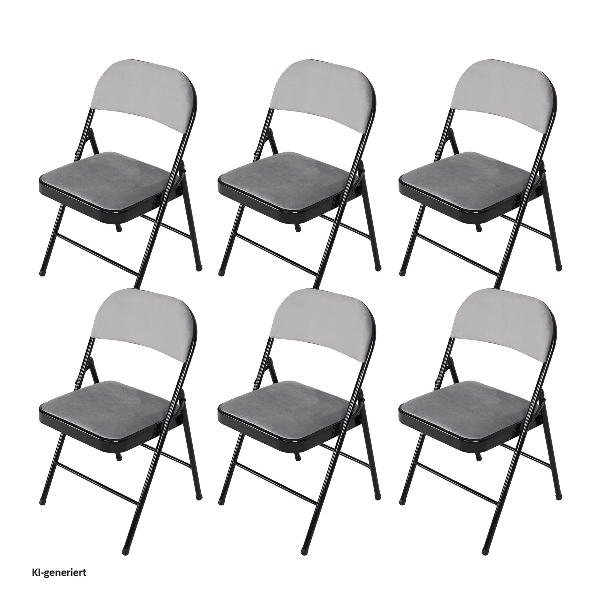 HTI-Living Klappstuhl Klappstuhl Wedigo Velvet Grau 6er-Set (Set, 6 St), Gästestuhl Familienfeiern Firmenveranstaltungen
