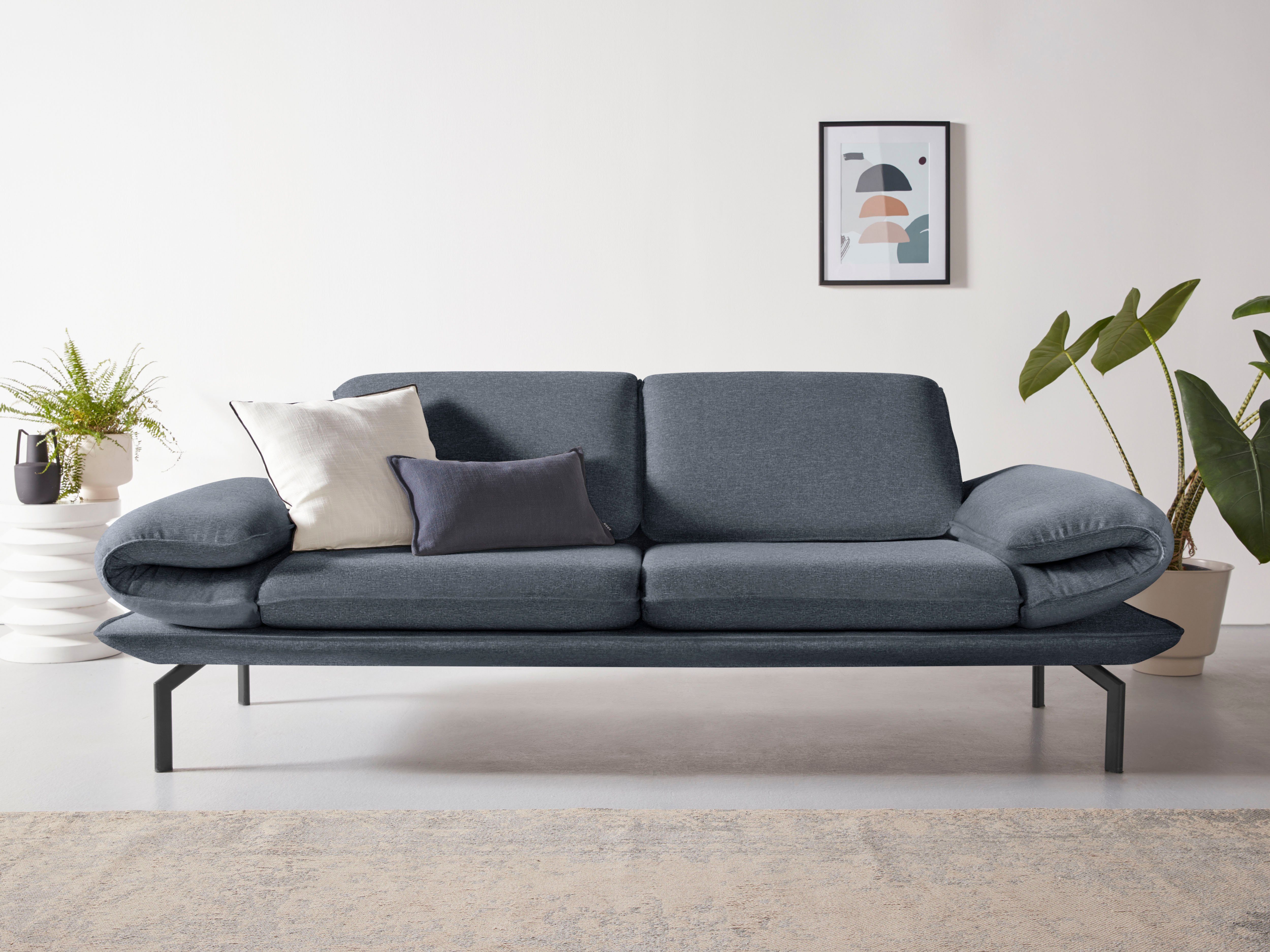 DOMO collection 2-Sitzer New York, wahlweise mit Arm- und Rückenfunktion, mit Winkelfuß aus Metall | Einzelsofas