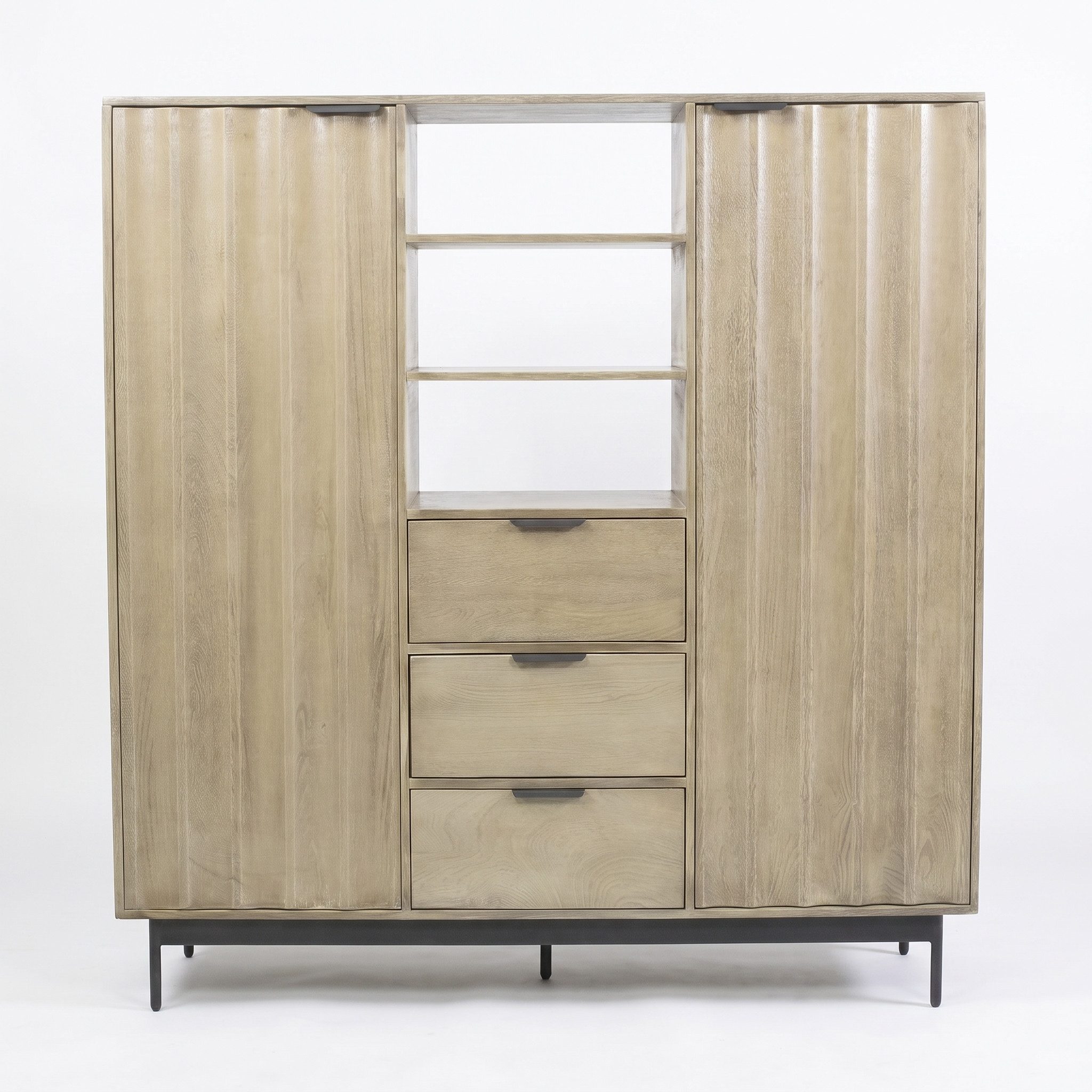 WOLF MÖBEL Kommode (145 x 40 x 145), CURVE Highboard mit 2 Türen / 3 Schubl. / 3 Ablagen