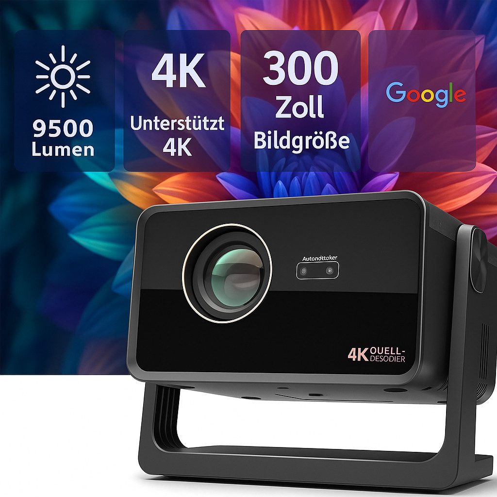 Goldstern-Tech BeamX LCD-Beamer (9500 lm, 3000:1, 3840 x 2160 px, hochauflösend, vielseitig einsetzbar & integriertem Smart-TV-Erlebnis)
