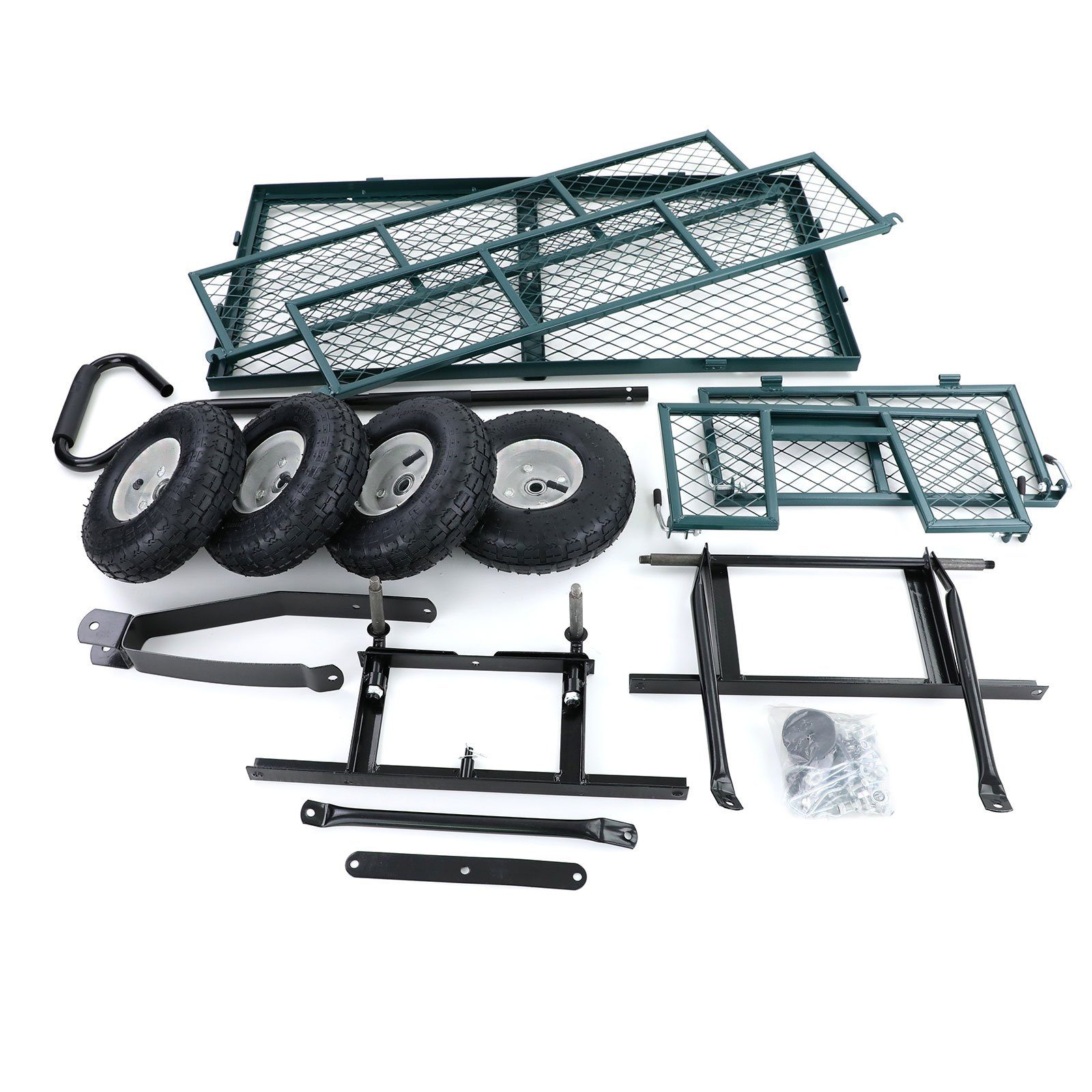 RAMROXX Bollerwagen Transport Gitterwagen Bollerwagen Seitenteile klappbar bis 300kg Grün, Bis zu 300Kg Tragkraft