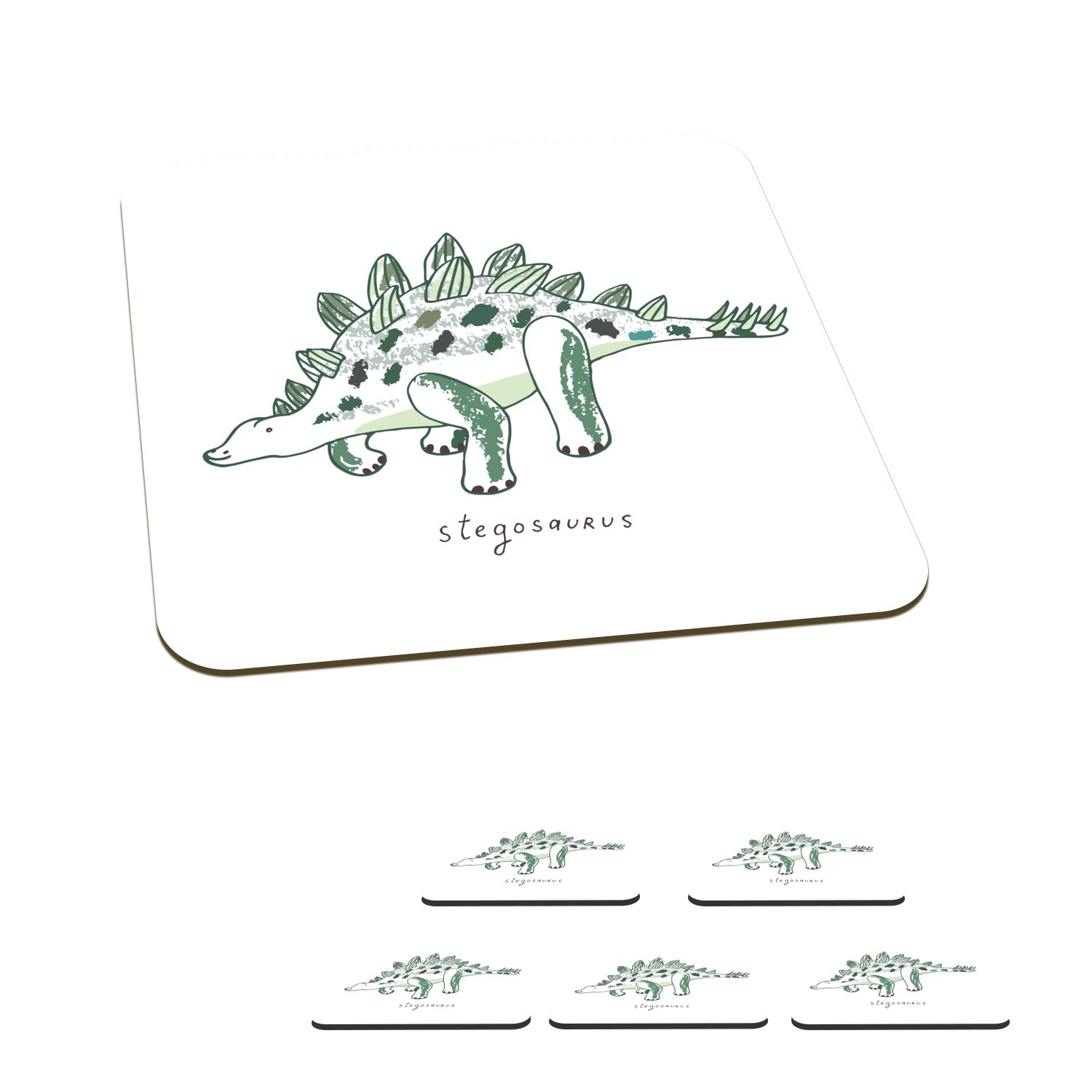 MuchoWow - Kinderzimmer Tasse - Kinder, Zubehör Dinosaurier Glasuntersetzer 6-tlg., Junge für Tischuntersetzer, Korkuntersetzer, Mädchen Stegosaurus Glasuntersetzer, Gläser, - - - Untersetzer,