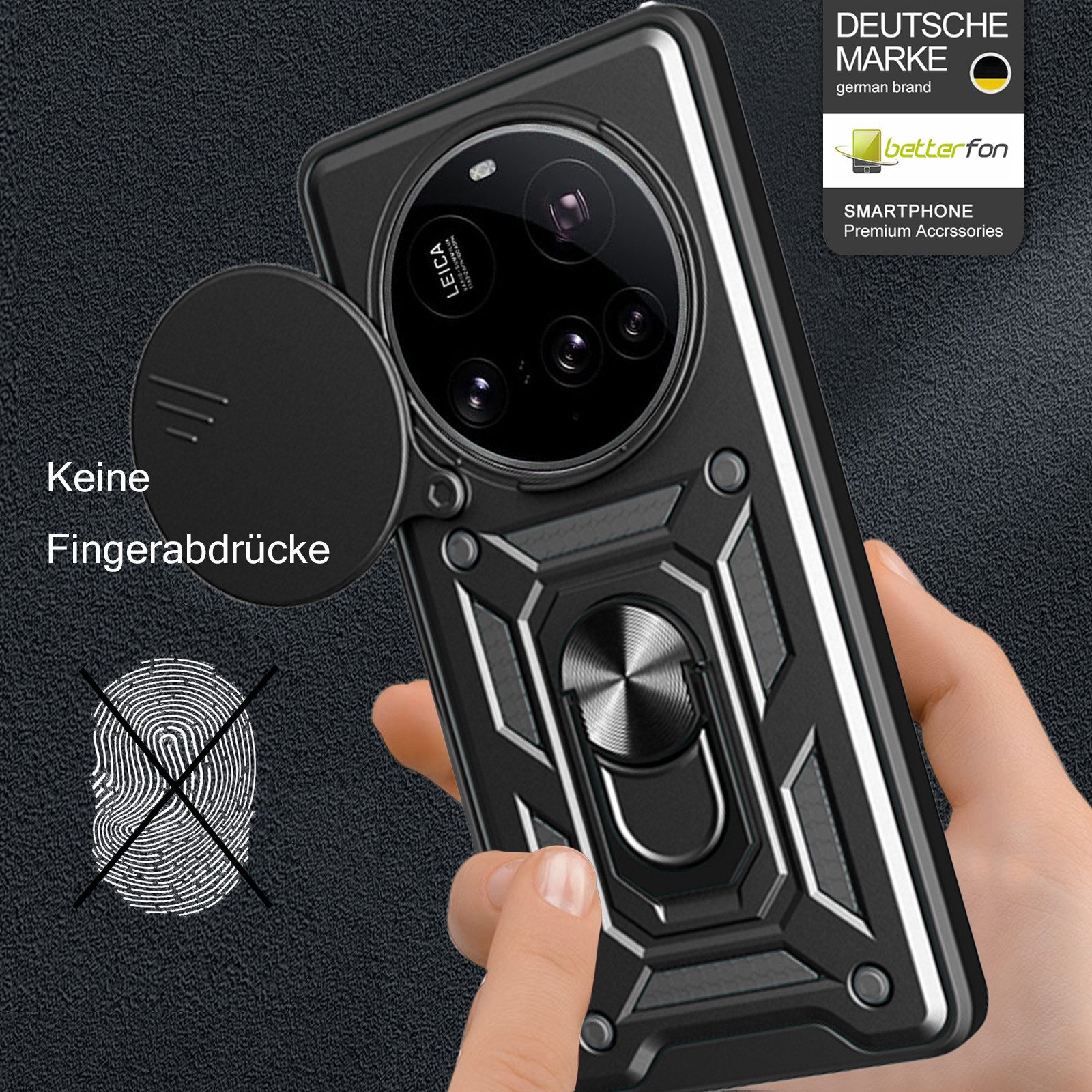 betterfon Handyhülle Panzer Hülle für Xiaomi 15 Ultra Outdoor Case mit Kameraschutz, Outdoorhülle mit Ringhalter Smartstand und Silikonkern