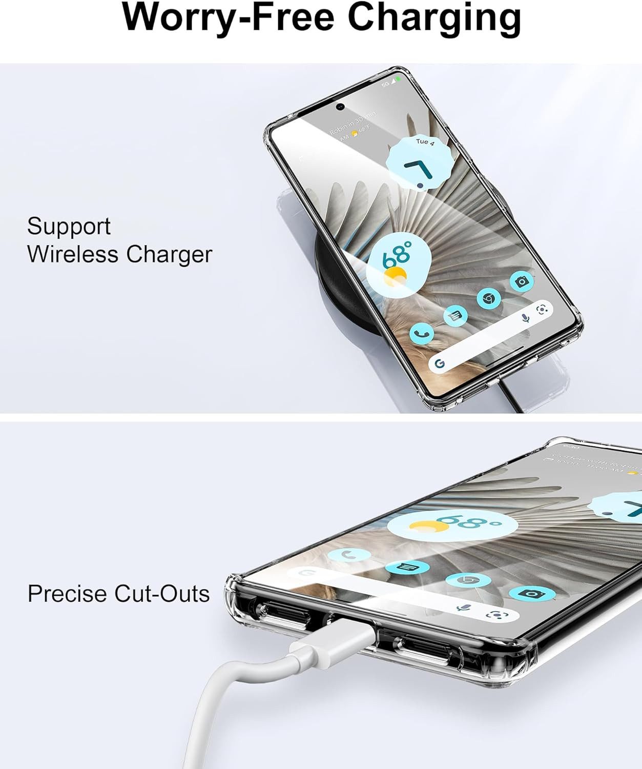 Baker Handyhülle Google Pixel 6 6a 6 Pro 7 7a 7 Pro 8 8a 8 Pro 9 9a 9 Pro 10 10 Pro, Transparent Schutzhülle Silikon mit Stoßfest Schutzecken – Bild 5 von 5