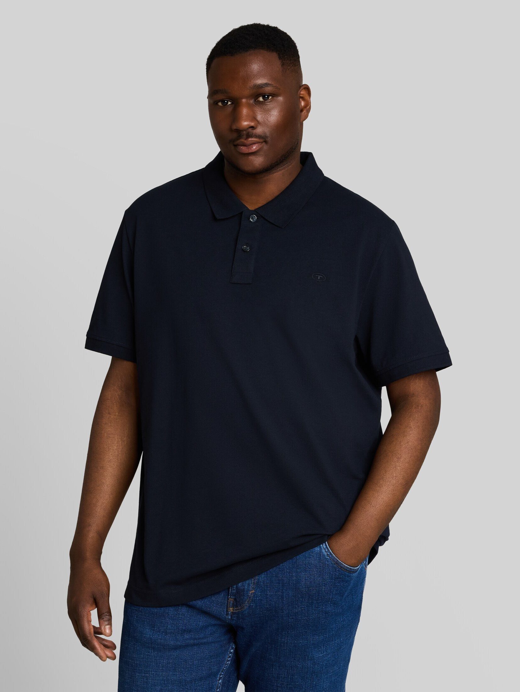 TOM TAILOR PLUS Poloshirt Poloshirts (im Einserpack) Plus Size - Piqué Poloshirt mit Logo-Stickerei