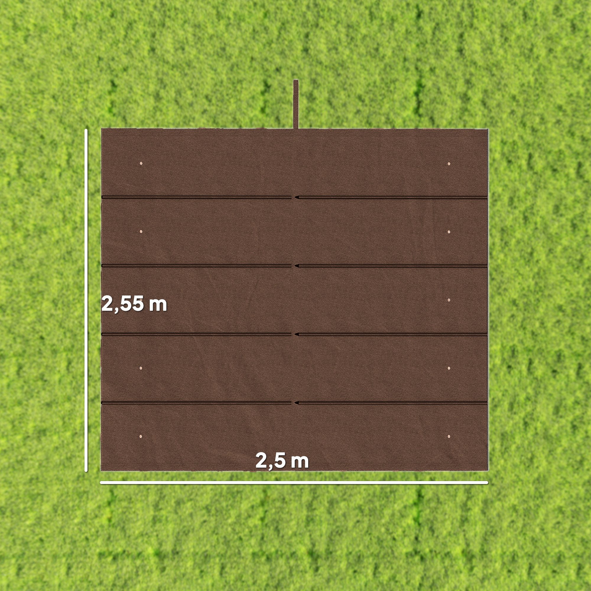 Outsunny Pavillon-Ersatzdach Welle Überdachung wasserdicht einziehbar mit Regenabflusslöchern, 180 g/m², 255.0 x 255.0 cm (einziehbar Welle Überdachung, Schattenabdeckung), für Garten, Terrasse, 250 x 255 cm Kaffee