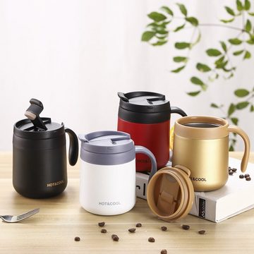 SOTOR Becher Büro Isolierbecher Männer Frauen Edelstahl Kaffeebecher, Tragbare Teetasse für den Hausgebrauch mit Henkel