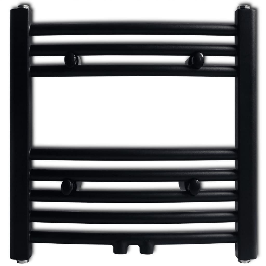vidaXL Badheizkörper, Handtuchheizkörper Warmwasser Gebogen Schwarz 480x480 mm