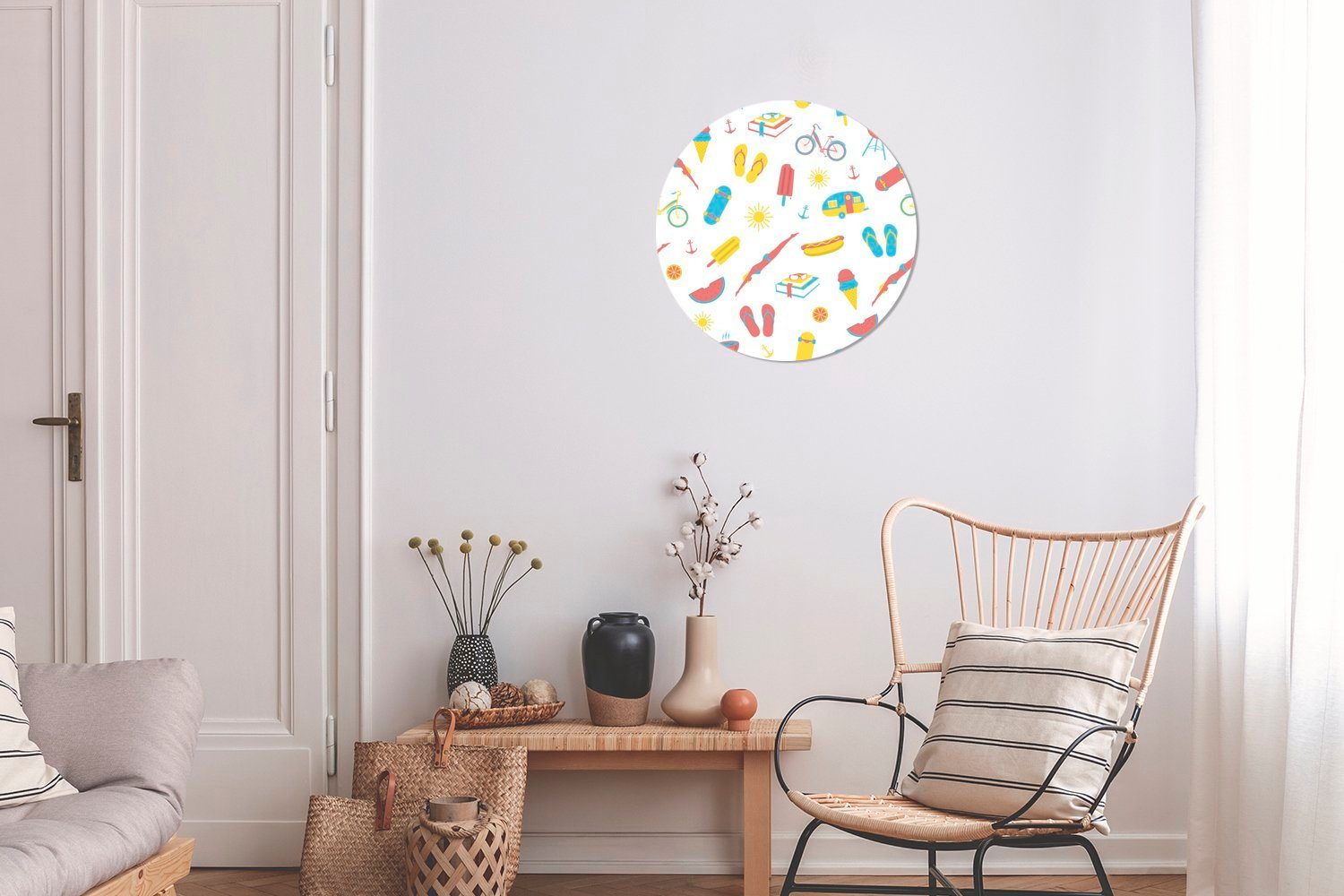 Kreis cm Symbole, (1 Forex, Sommer Gemälde Wohnzimmer, MuchoWow - Rundes 30x30 St), Wanddekoration Wandbild, - Feiertage