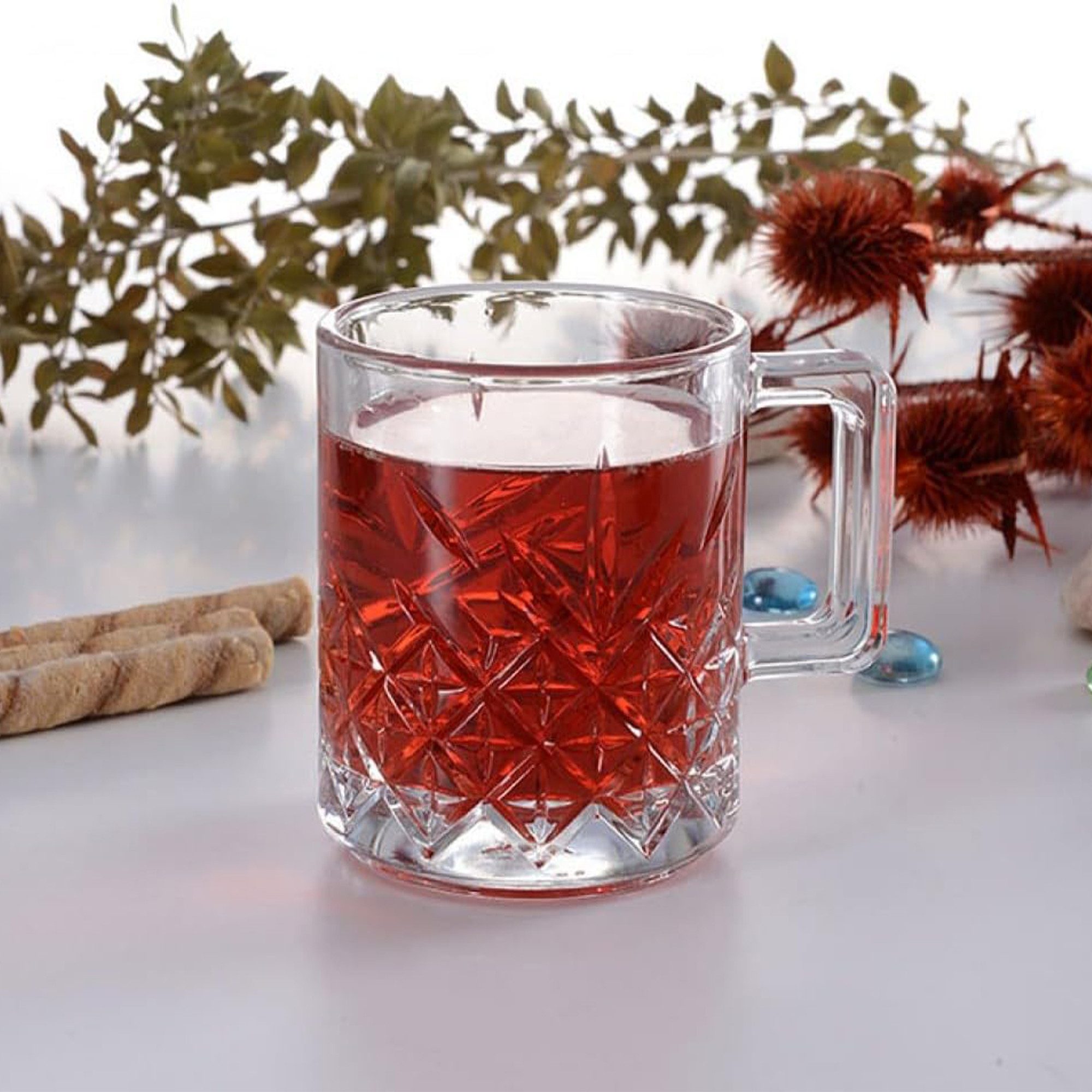 Pasabahce Gläser-Set Timeless Glasbecher mit Henkel, 2-tlg., Glas, 2er set, 250 ml, stapelbar & temperiert, ideal für Kaffee, Tee