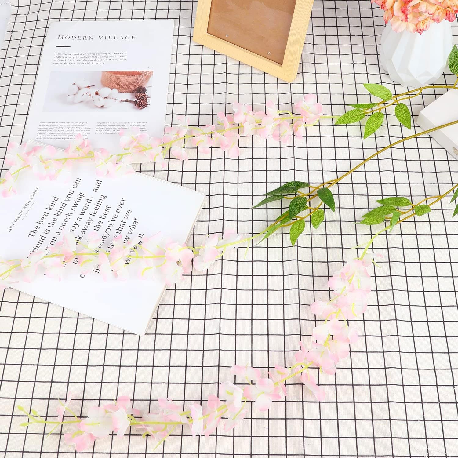 Kunstblumenstrauß 12er-Set Künstliche Glyzinien Blumenranken Deko günstig online kaufen