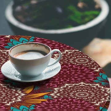 Abakuhaus Tischdecke Rundum-elastische Stofftischdecke, Ethnisch Rustikal gefärbte florale Formen