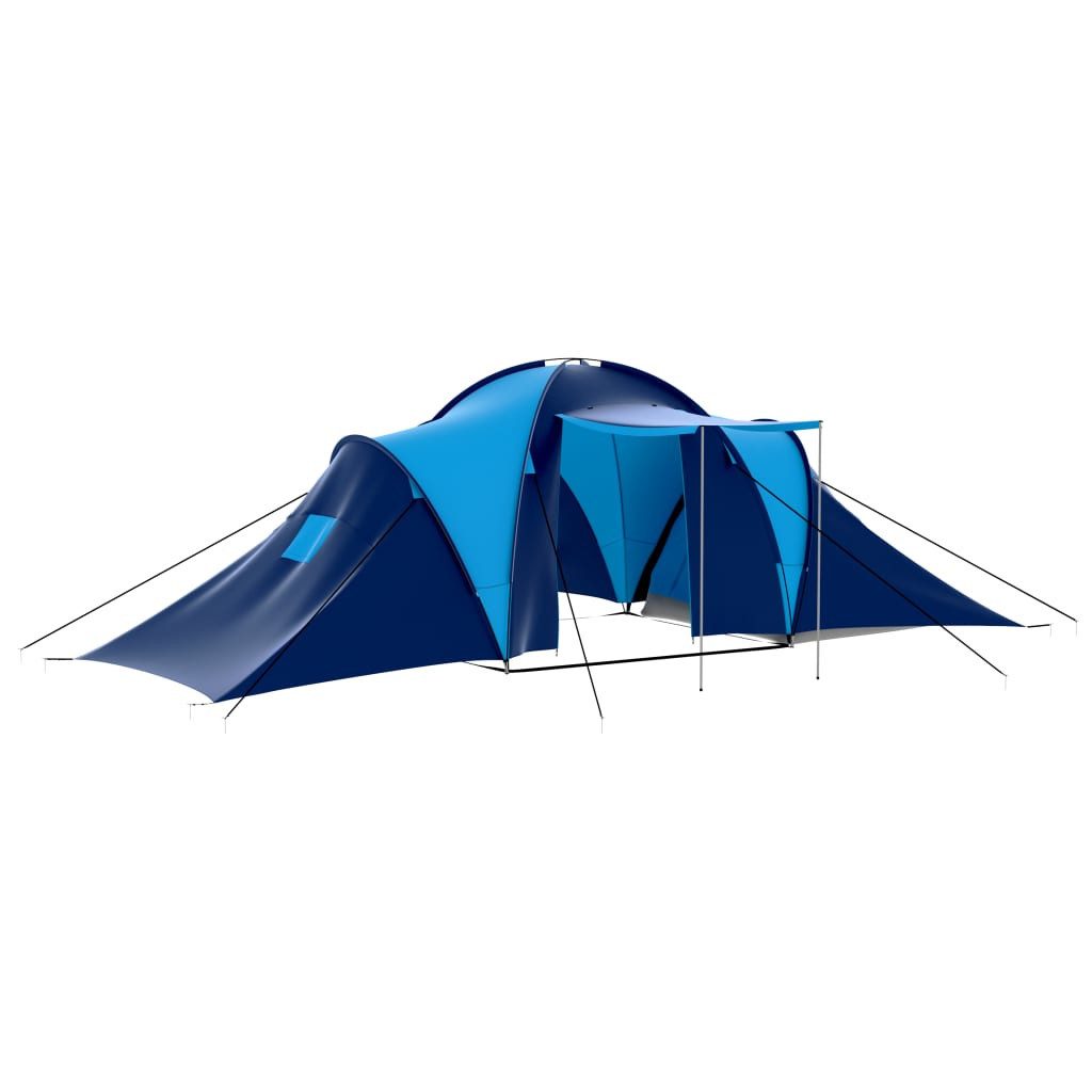 vidaXL Kuppelzelt NA Familienzelt Kuppelzelt Campingzelt 9 Personen Stoff Blau und Dunke